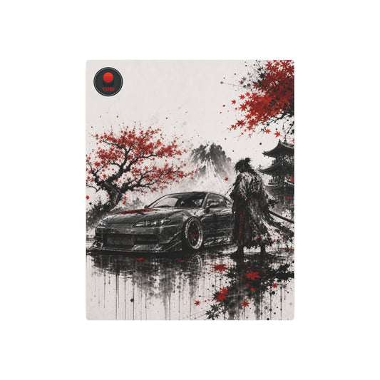 Samurai & Sports Car Cherry Blossom - Metal Art Sign - TobiBrand