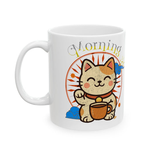 Ceramic Mug - Good Morning Cat Coffee Cup (11oz/15oz) - Eyrian
