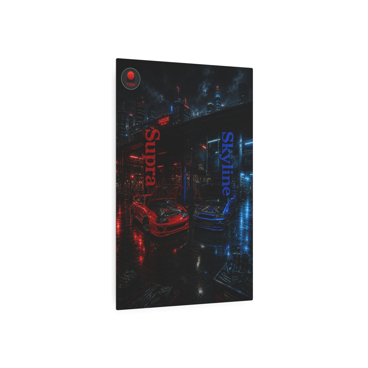 Metal Art Sign — Red vs Blue "Supra" & "Skyline"