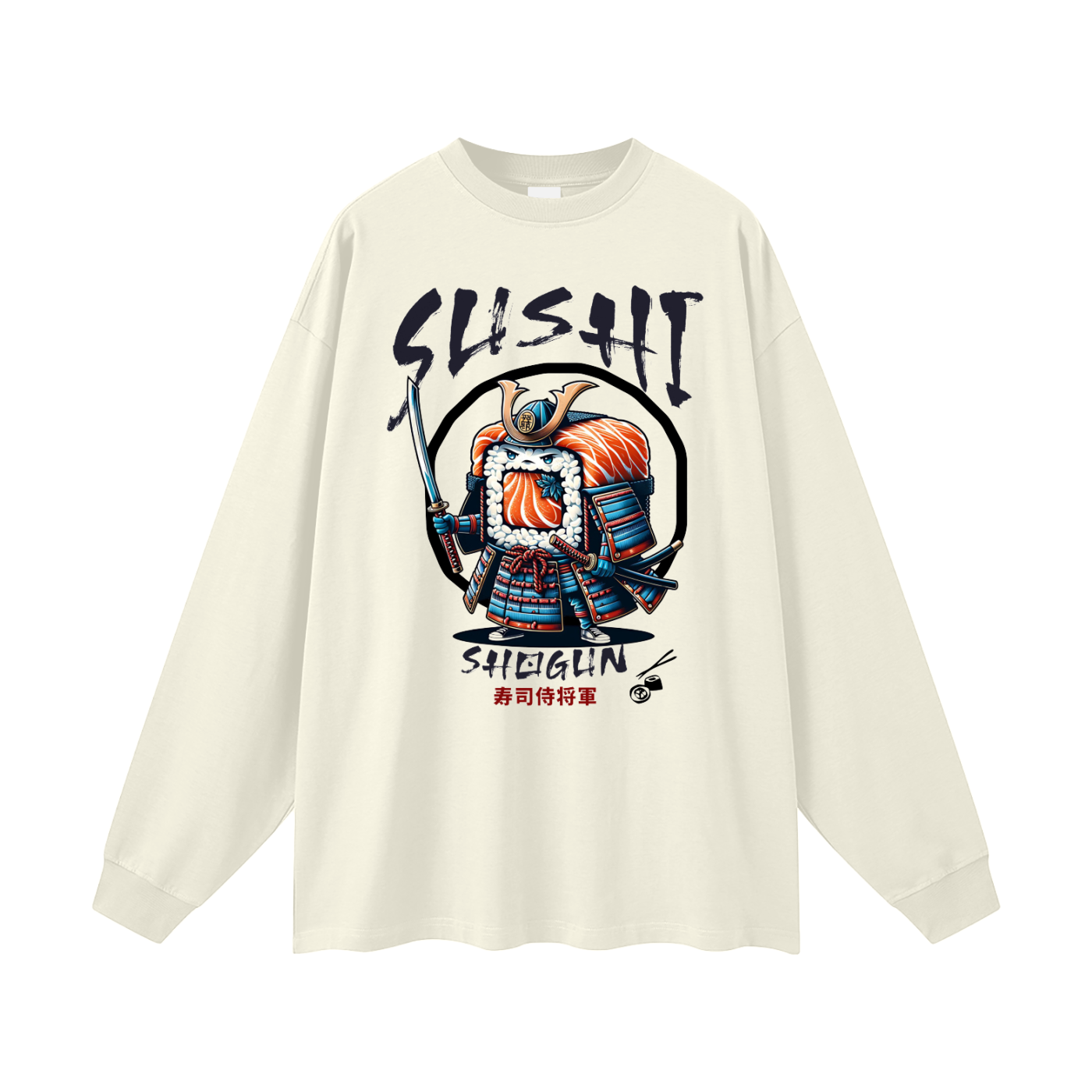 sushi,sushi lover,funny graphic design,japanese food,japanese culture,samurai,Tobi,Shogun,Sushi Shogun,Long Sleeve T-Shirt