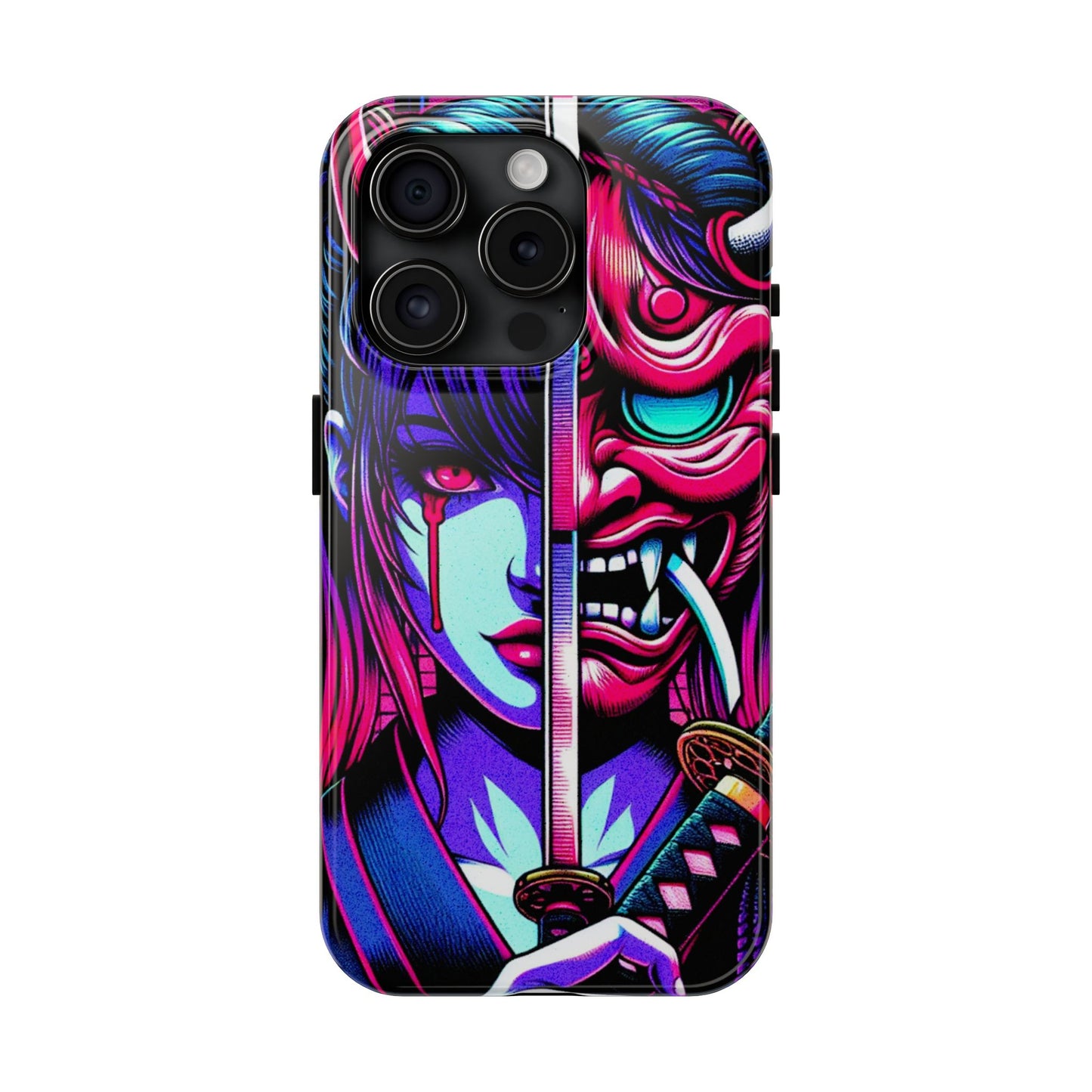 Oni Girl Samurai Phone Case — Protective Japanese Demon Warrior Design - Eyrian
