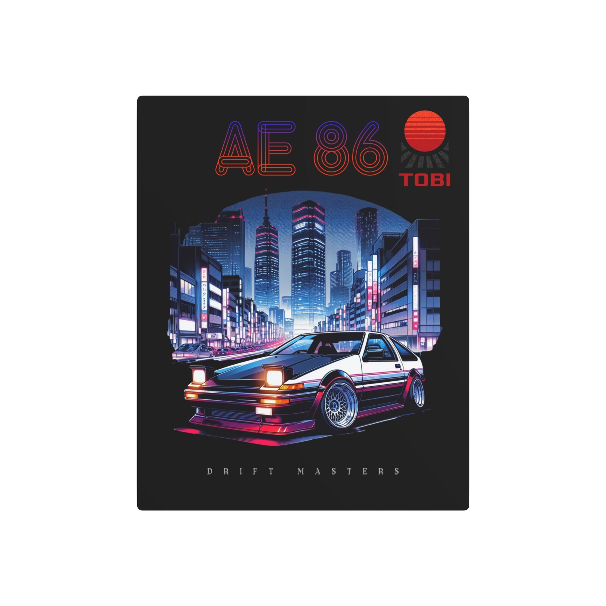 AE86 Retro Drift Metal Art Sign — Neon City Car Wall Decor