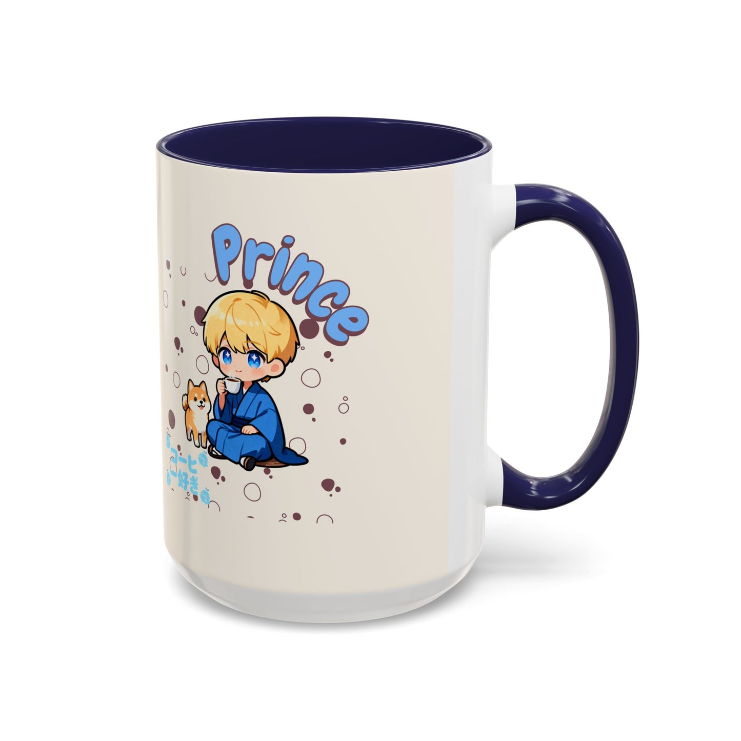 Prince Character Accent Coffee Mug — Cute Anime Boy & Shiba Inu 11/15oz - TobiBrand