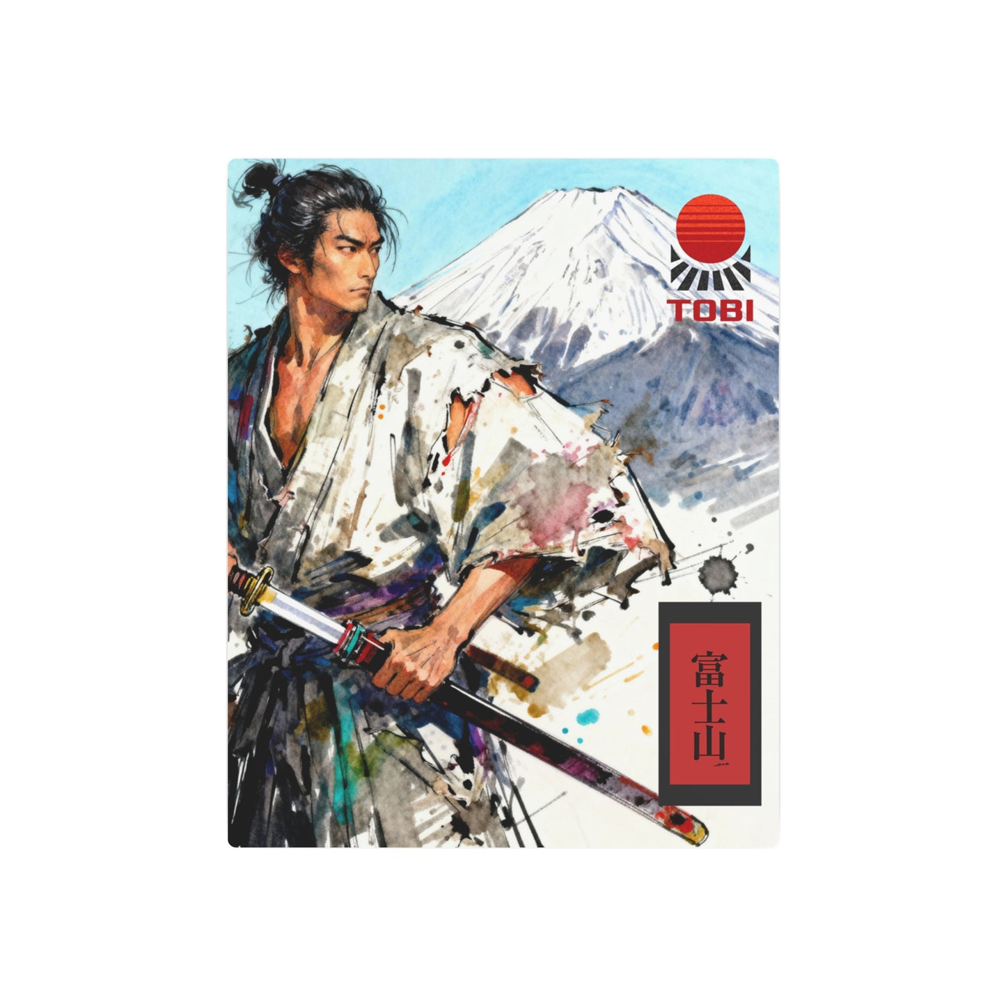 Ronin Mt. Fuji Metal Art Sign — Mount Fuji Warrior Wall Decor - Eyrian