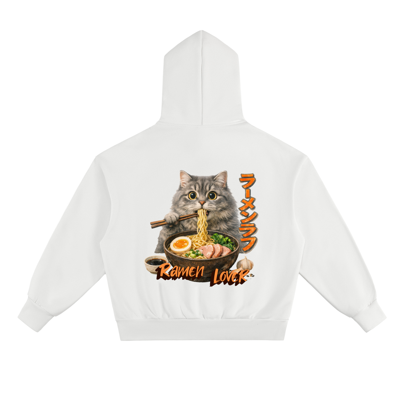 cat lover,cute hoodie,funny hoodie,ramen lover,japanese writing,TobiBrand,cat eating ramen,gift for her,gift for him