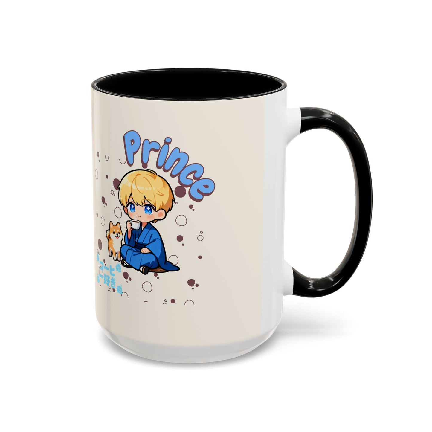 Prince Character Accent Coffee Mug — Cute Anime Boy & Shiba Inu 11/15oz - TobiBrand