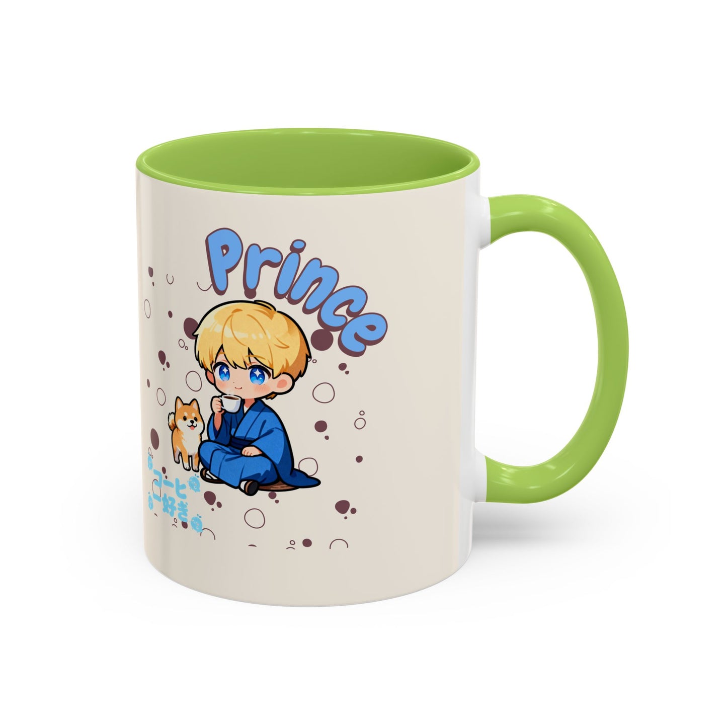 Prince Character Accent Coffee Mug — Cute Anime Boy & Shiba Inu 11/15oz - TobiBrand