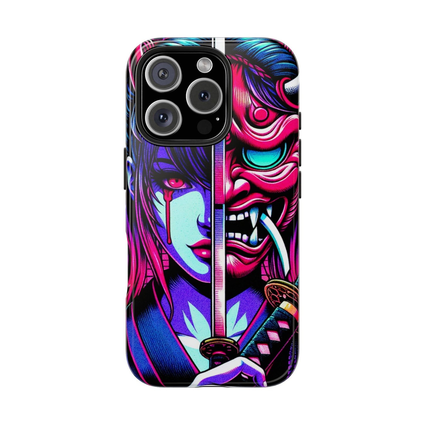 Oni Girl Samurai Phone Case — Protective Japanese Demon Warrior Design - Eyrian