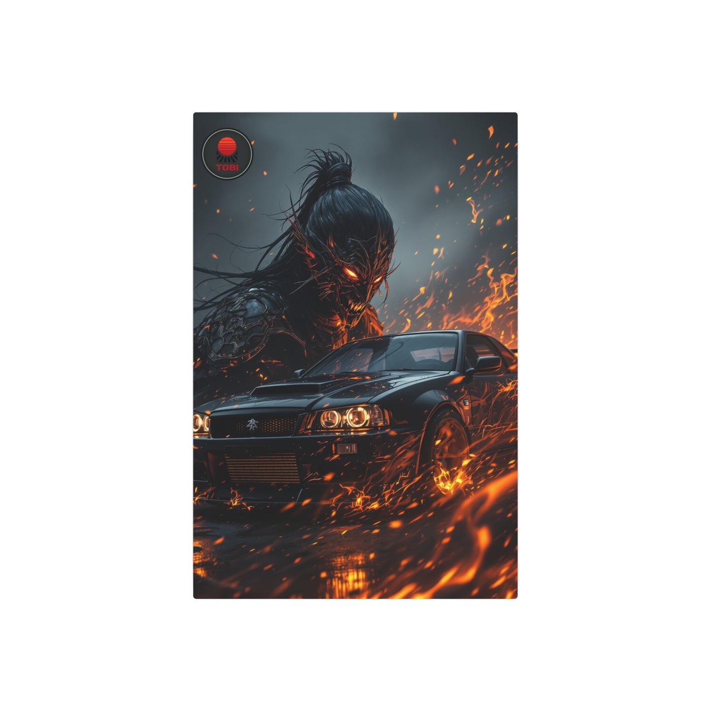 Metal Art Sign — Fiery Demon JDM Car Scene