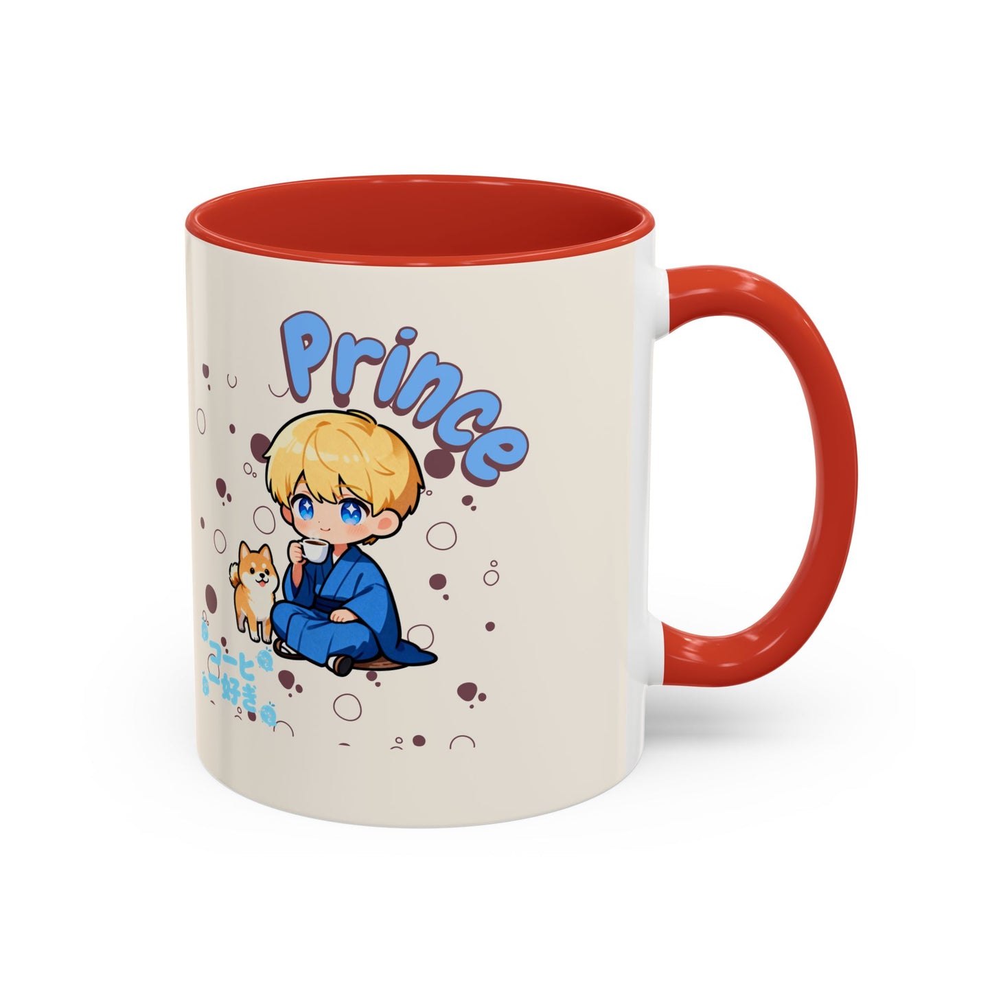 Prince Character Accent Coffee Mug — Cute Anime Boy & Shiba Inu 11/15oz - TobiBrand
