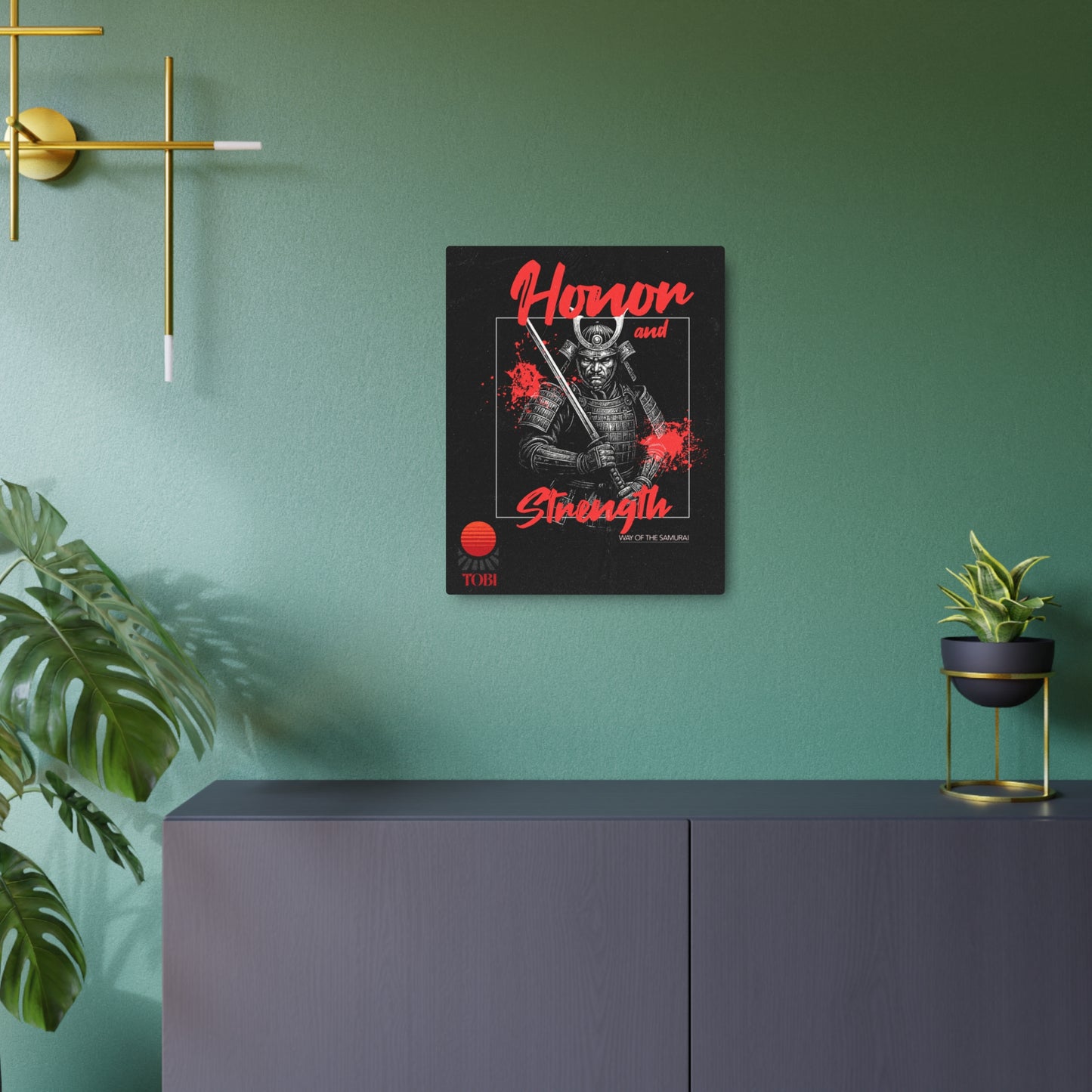 Samurai Metal Art Sign — Honor and Strength Wall Decor - Eyrian