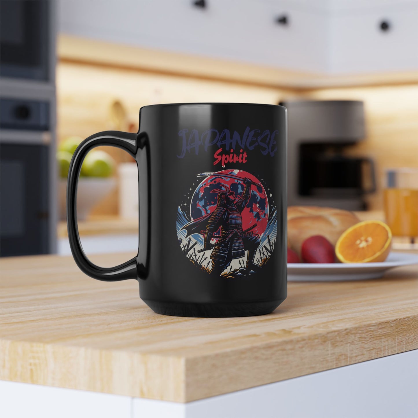 Japanese Spirit Samurai Mug — Black Ceramic Coffee Tea Cup (11oz / 15oz) - TobiBrand