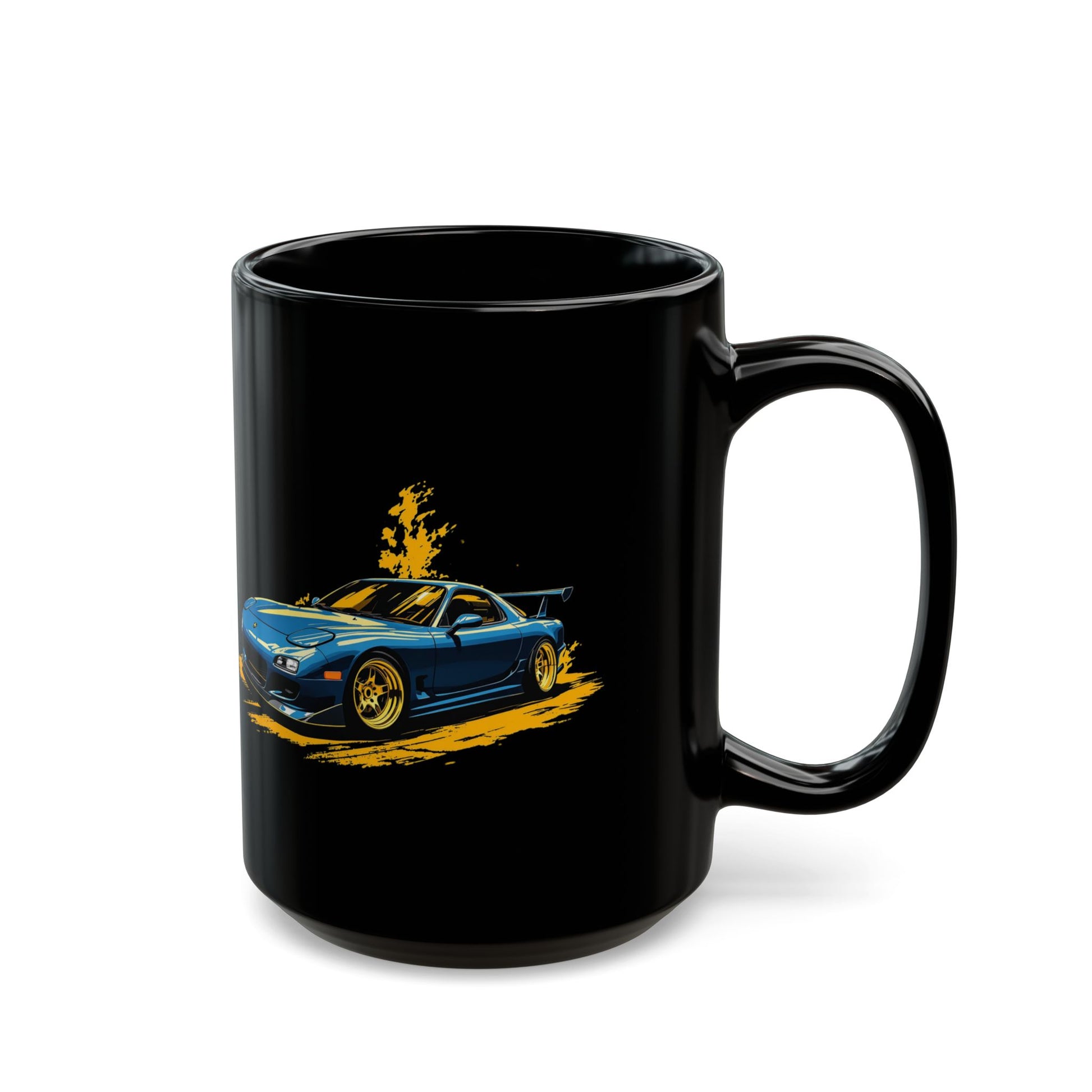 Blue RX-7 Car Mug — Ceramic Black 11oz & 15oz (Car Enthusiast Gift) - Eyrian