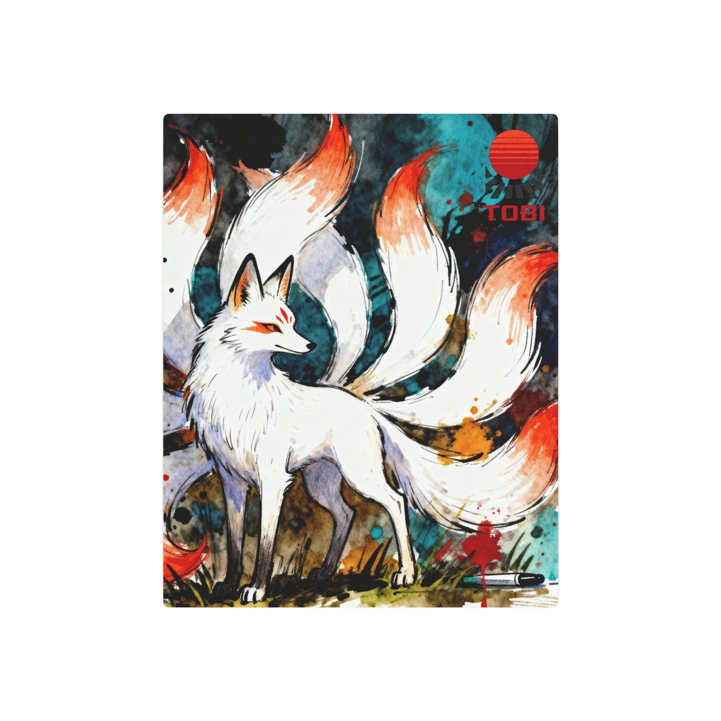 Nine-Tailed Fox Metal Art Sign – Anime-Inspired Kitsune Wall Décor - Eyrian