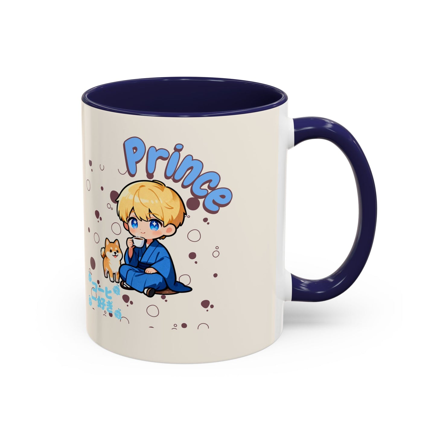 Prince Character Accent Coffee Mug — Cute Anime Boy & Shiba Inu 11/15oz - TobiBrand