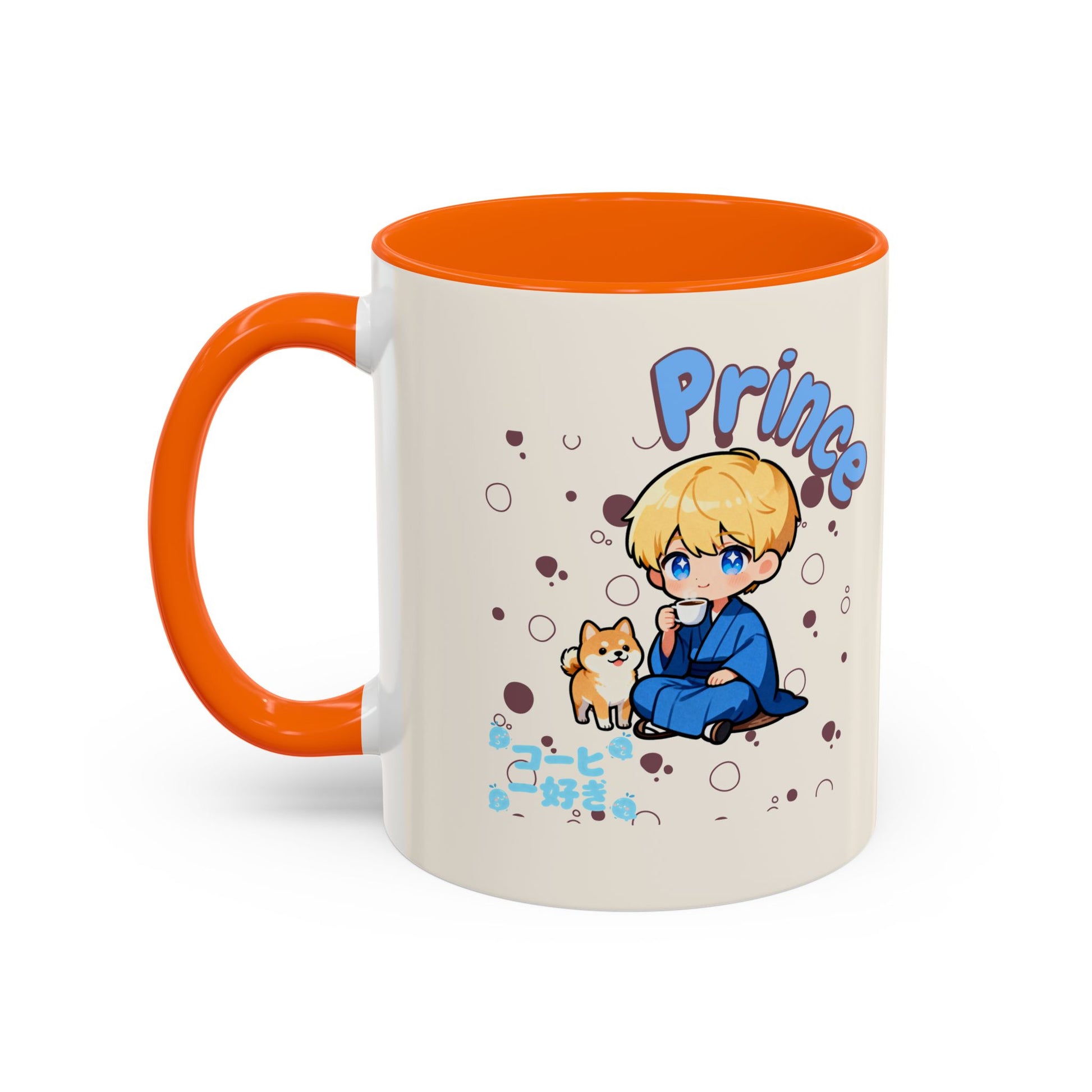 Prince Character Accent Coffee Mug — Cute Anime Boy & Shiba Inu 11/15oz - TobiBrand