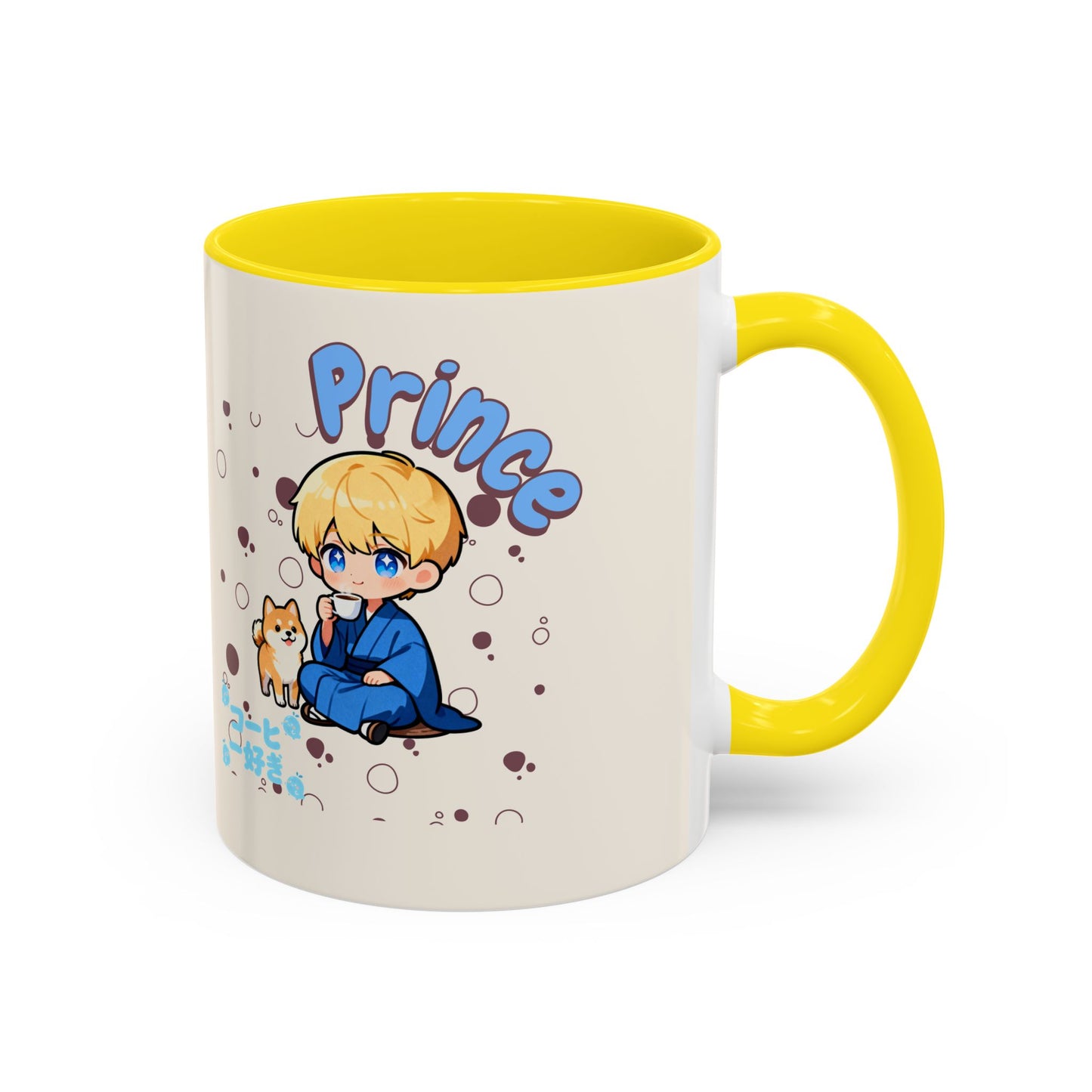Prince Character Accent Coffee Mug — Cute Anime Boy & Shiba Inu 11/15oz - TobiBrand
