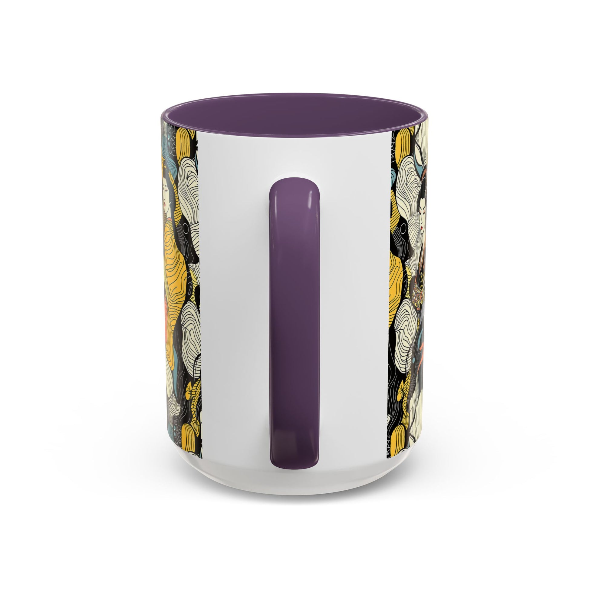 Geisha Pattern Accent Coffee Mug — Artistic Japanese Women Design (11/15oz) - Eyrian