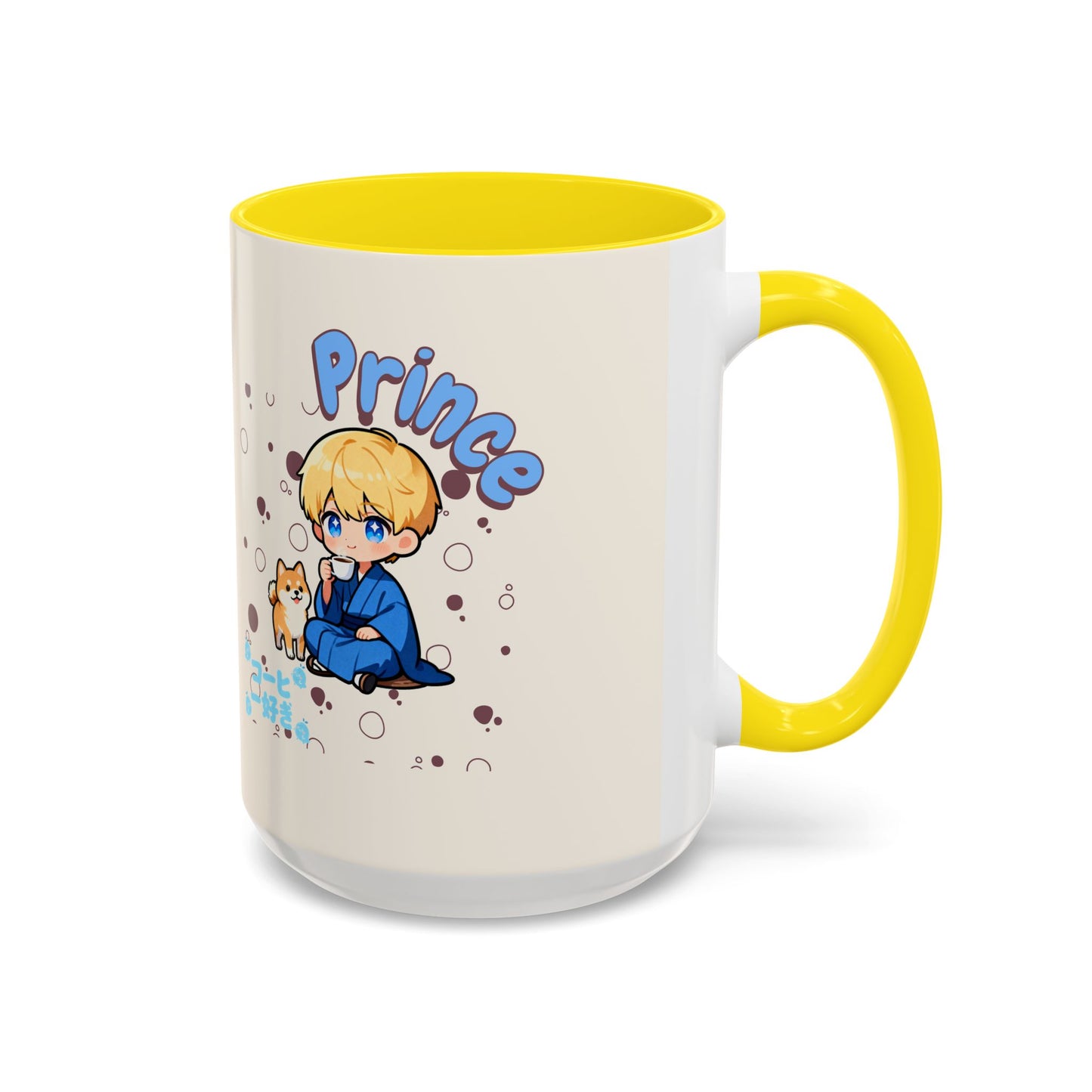 Prince Character Accent Coffee Mug — Cute Anime Boy & Shiba Inu 11/15oz - TobiBrand