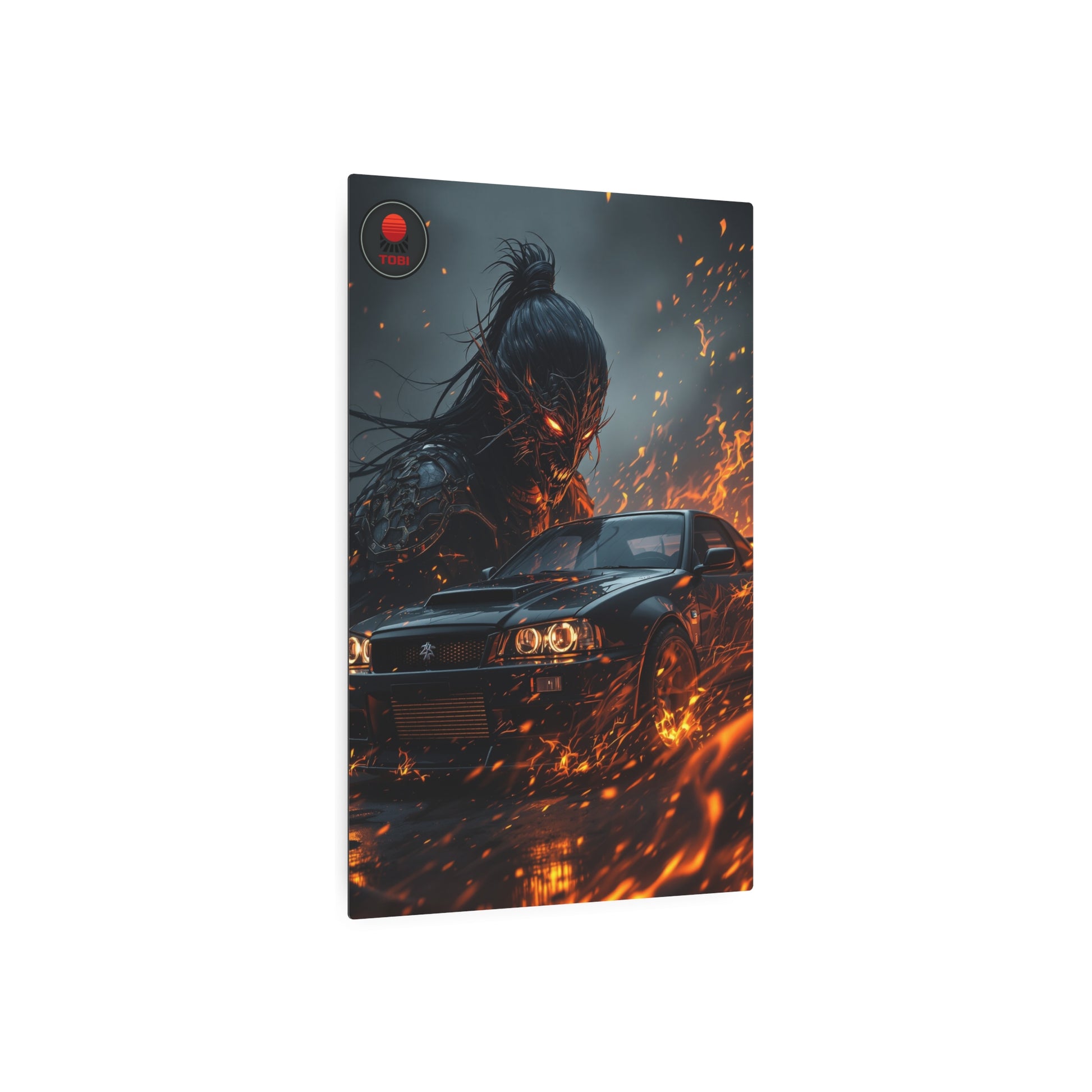 Metal Art Sign — Fiery Demon JDM Car Scene