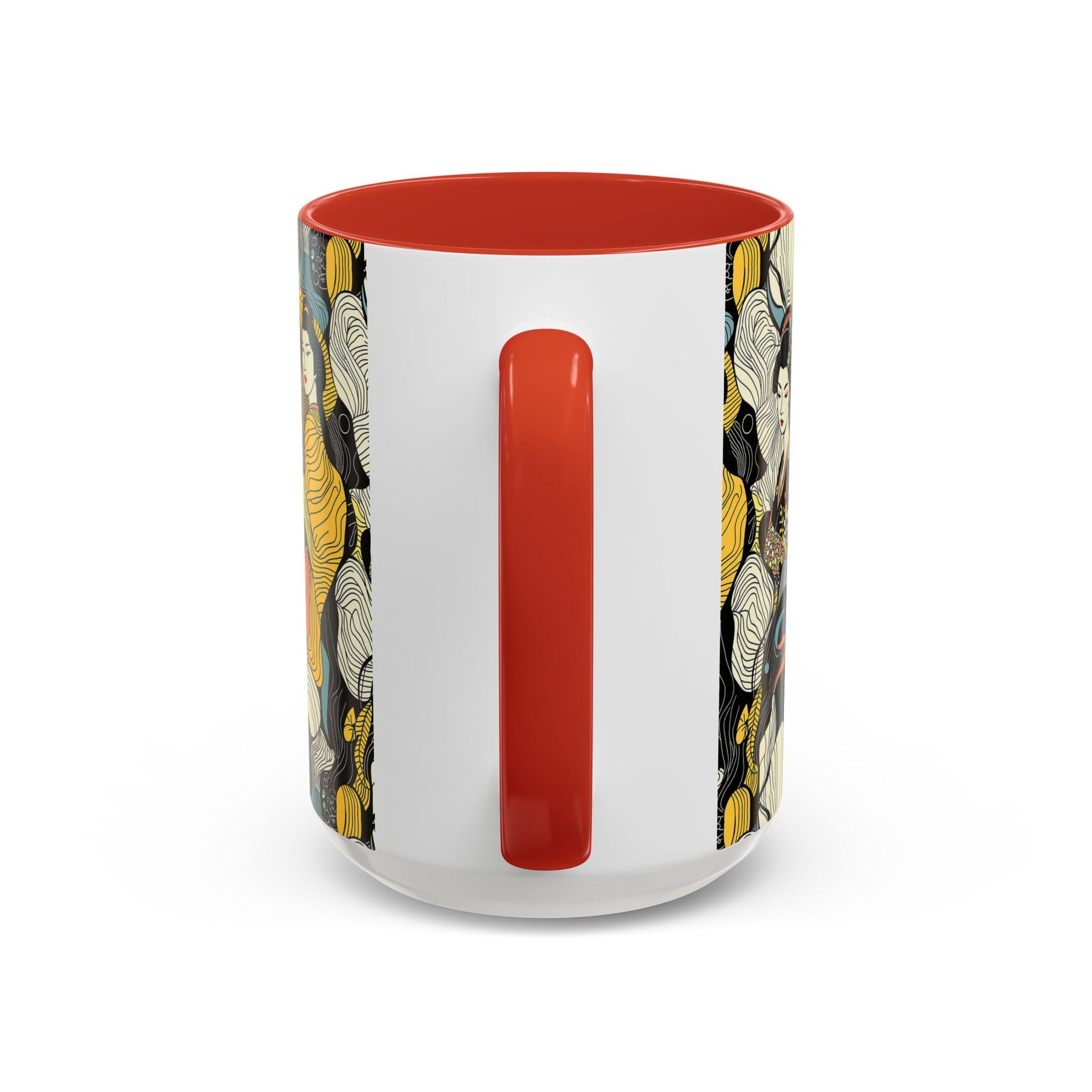 Geisha Pattern Accent Coffee Mug — Artistic Japanese Women Design (11/15oz) - Eyrian