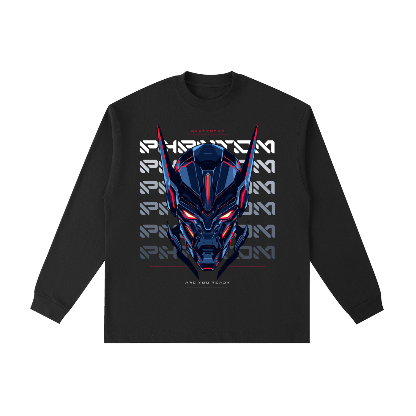 Robot,TobiBrand,Long Sleeve Graphic Tee,Phantom Destroyer,Gift for Him,Gift for Her,Cool T-Shirt,Anime Graphic