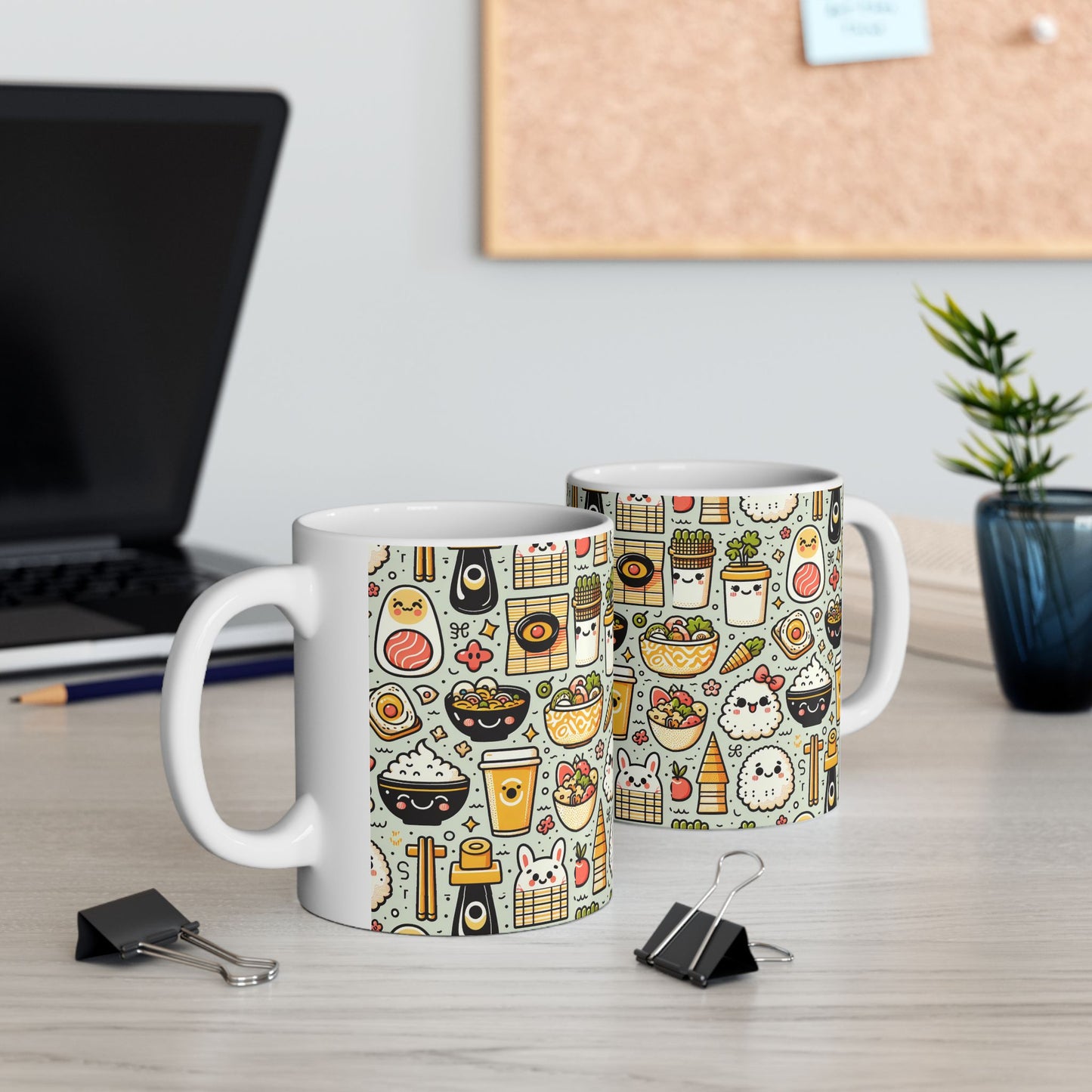 Kawaii Sushi & Bento Pattern Ceramic Mug (11oz/15oz) - Eyrian