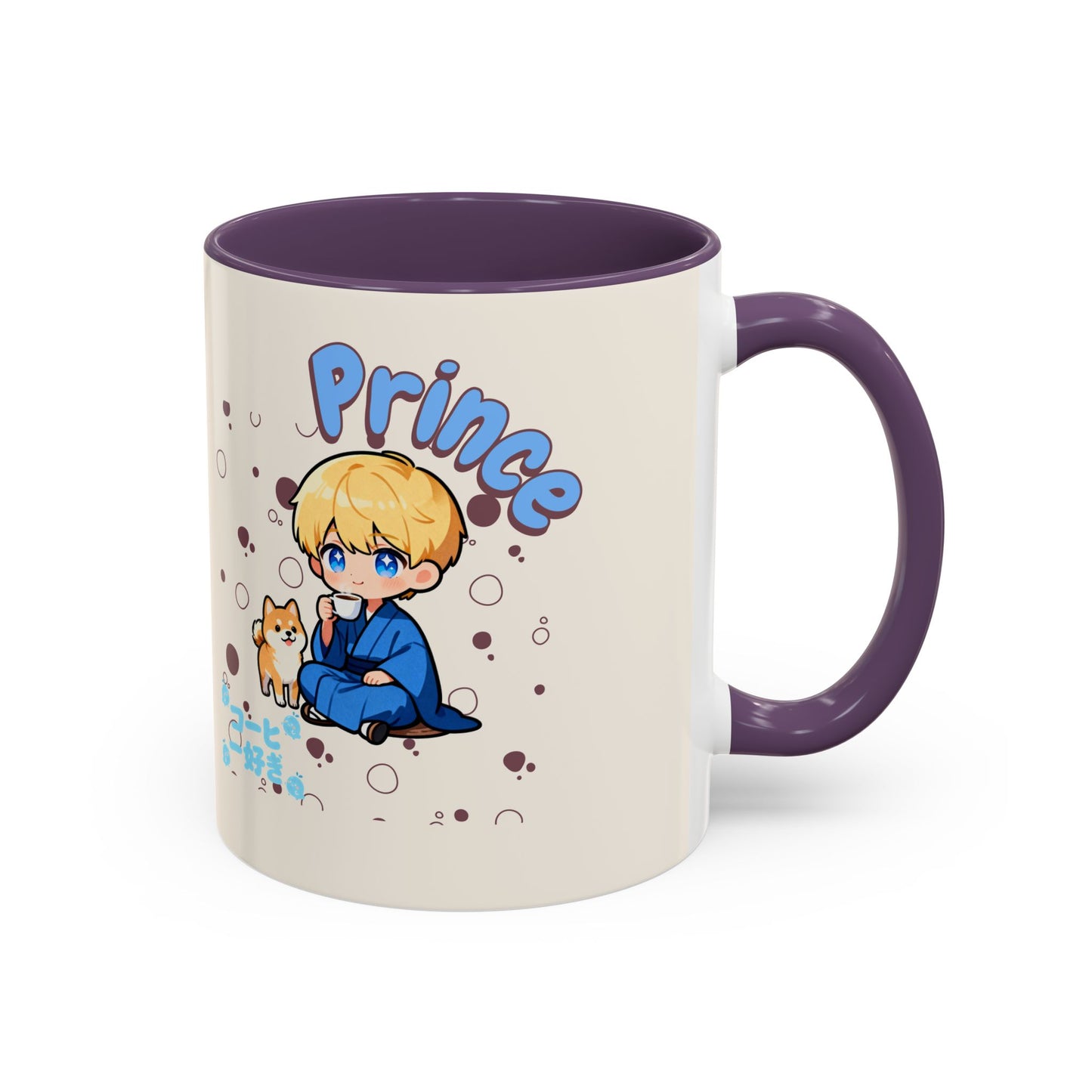 Prince Character Accent Coffee Mug — Cute Anime Boy & Shiba Inu 11/15oz - TobiBrand