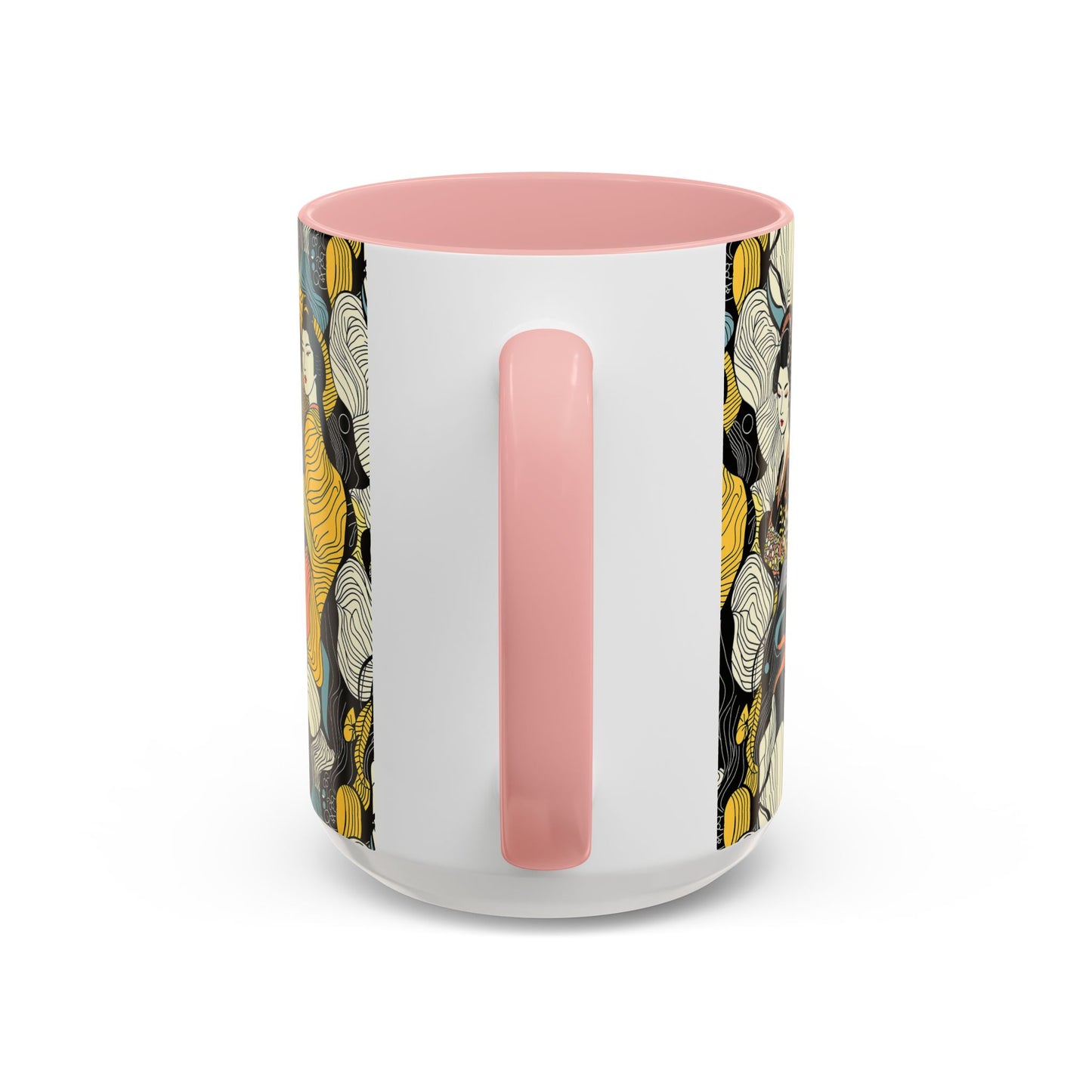 Geisha Pattern Accent Coffee Mug — Artistic Japanese Women Design (11/15oz) - Eyrian