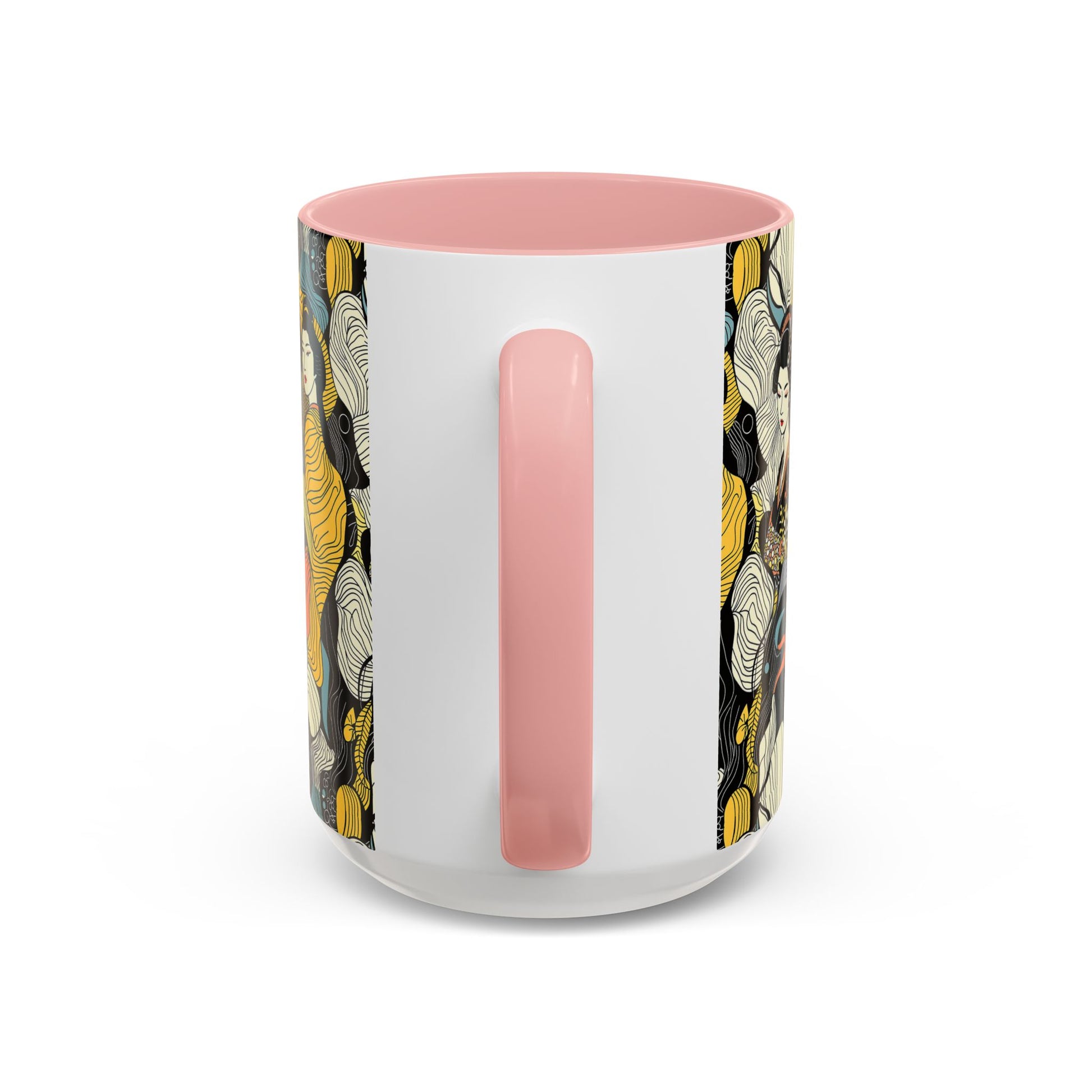 Geisha Pattern Accent Coffee Mug — Artistic Japanese Women Design (11/15oz) - Eyrian