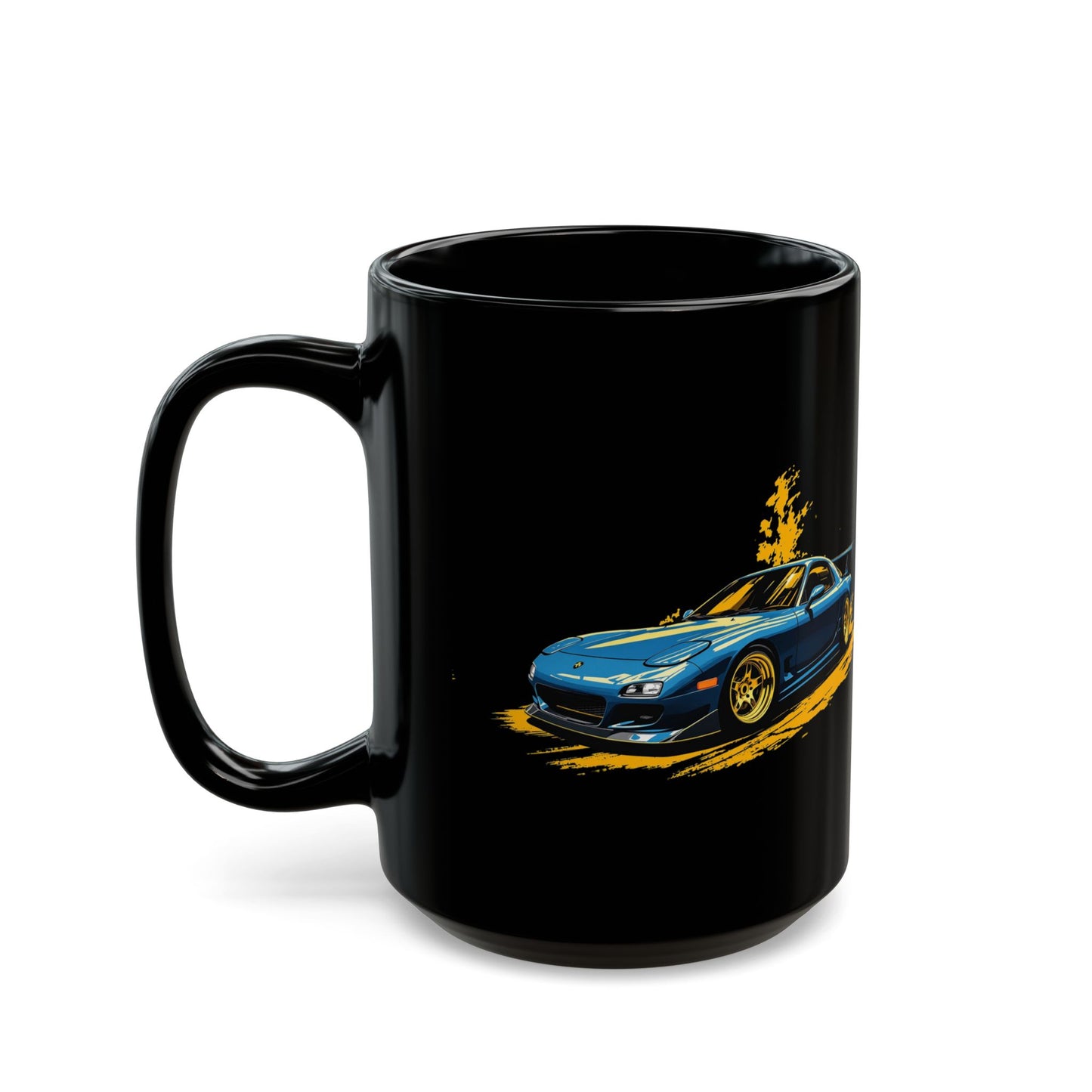 Blue RX-7 Car Mug — Ceramic Black 11oz & 15oz (Car Enthusiast Gift) - Eyrian