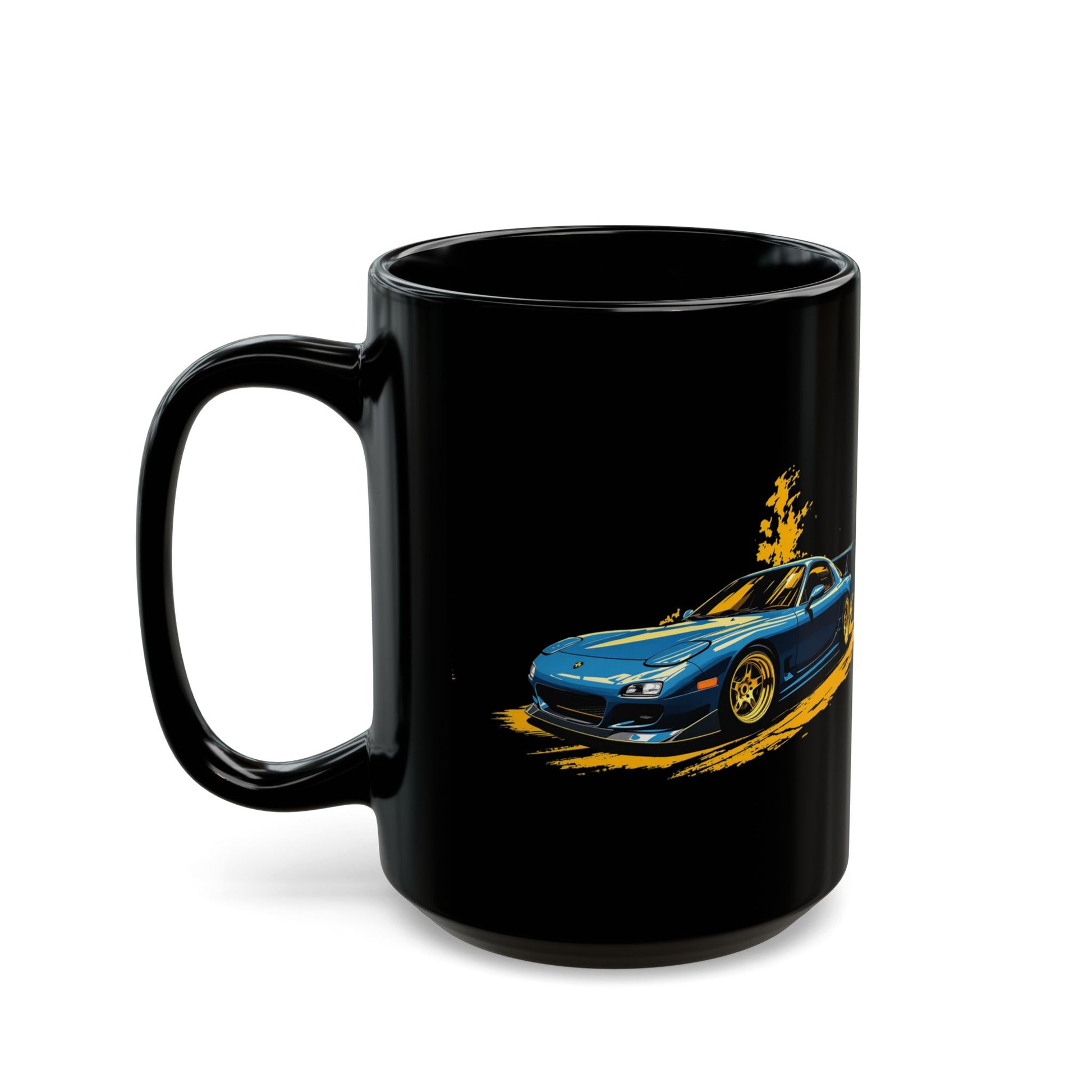 Blue RX-7 Car Mug — Ceramic Black 11oz & 15oz (Car Enthusiast Gift) - Eyrian