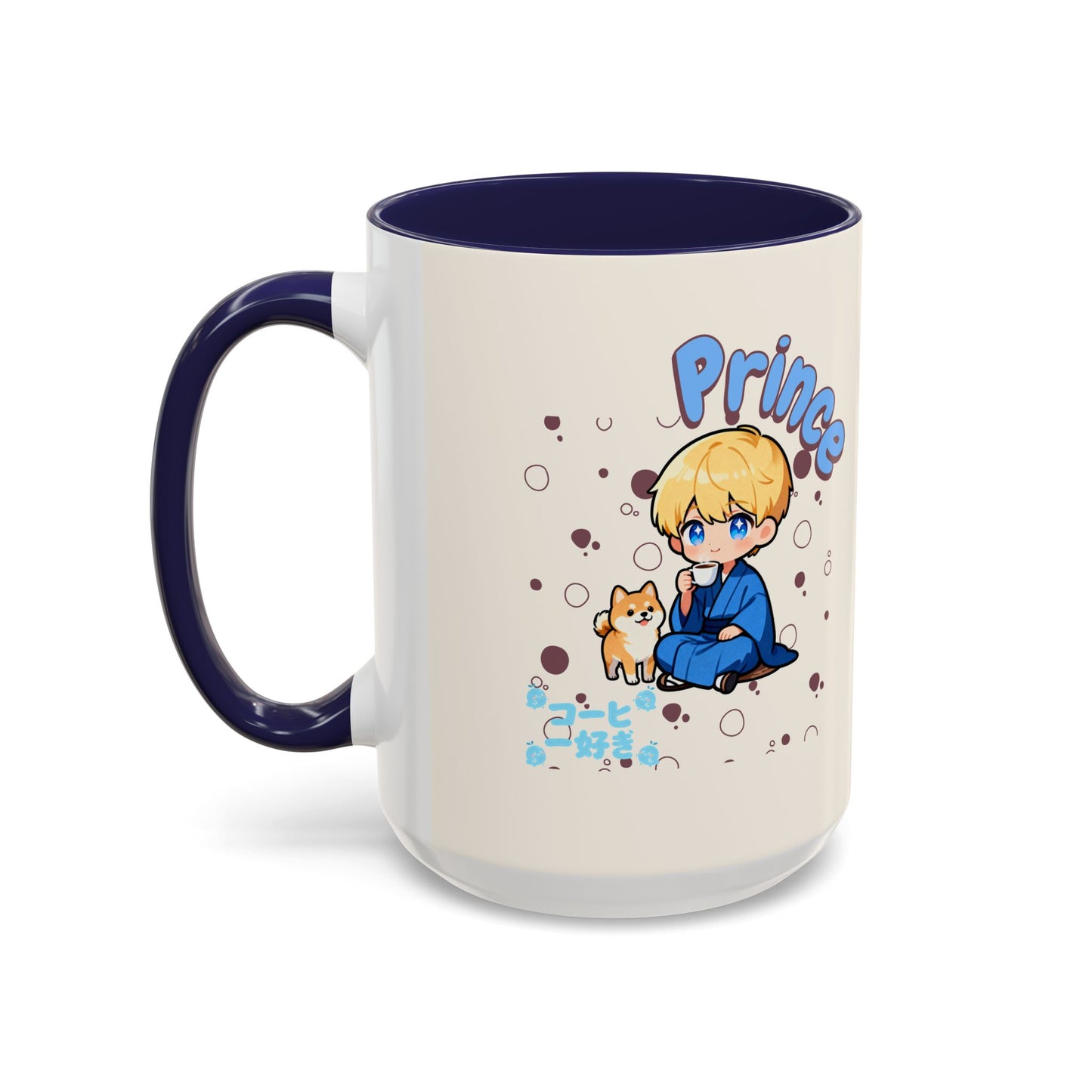 Prince Character Accent Coffee Mug — Cute Anime Boy & Shiba Inu 11/15oz - TobiBrand