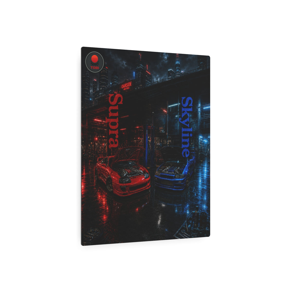 Metal Art Sign — Red vs Blue "Supra" & "Skyline"
