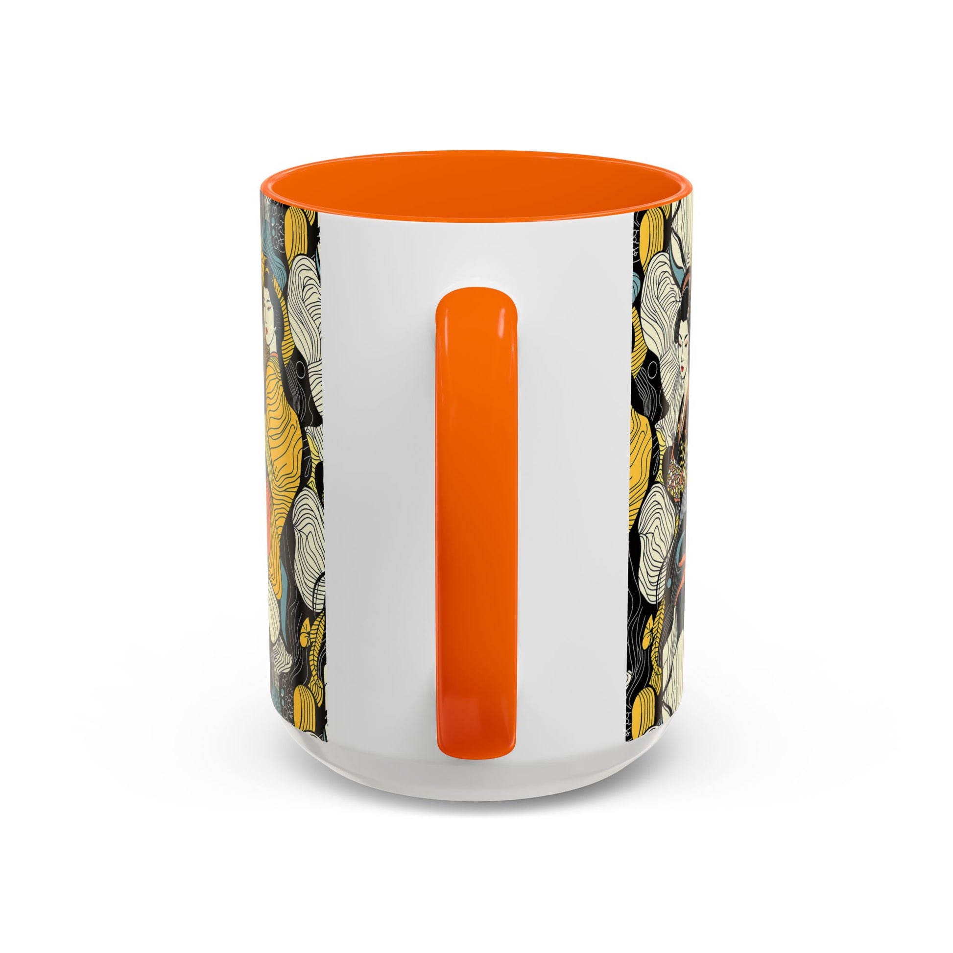 Geisha Pattern Accent Coffee Mug — Artistic Japanese Women Design (11/15oz) - Eyrian