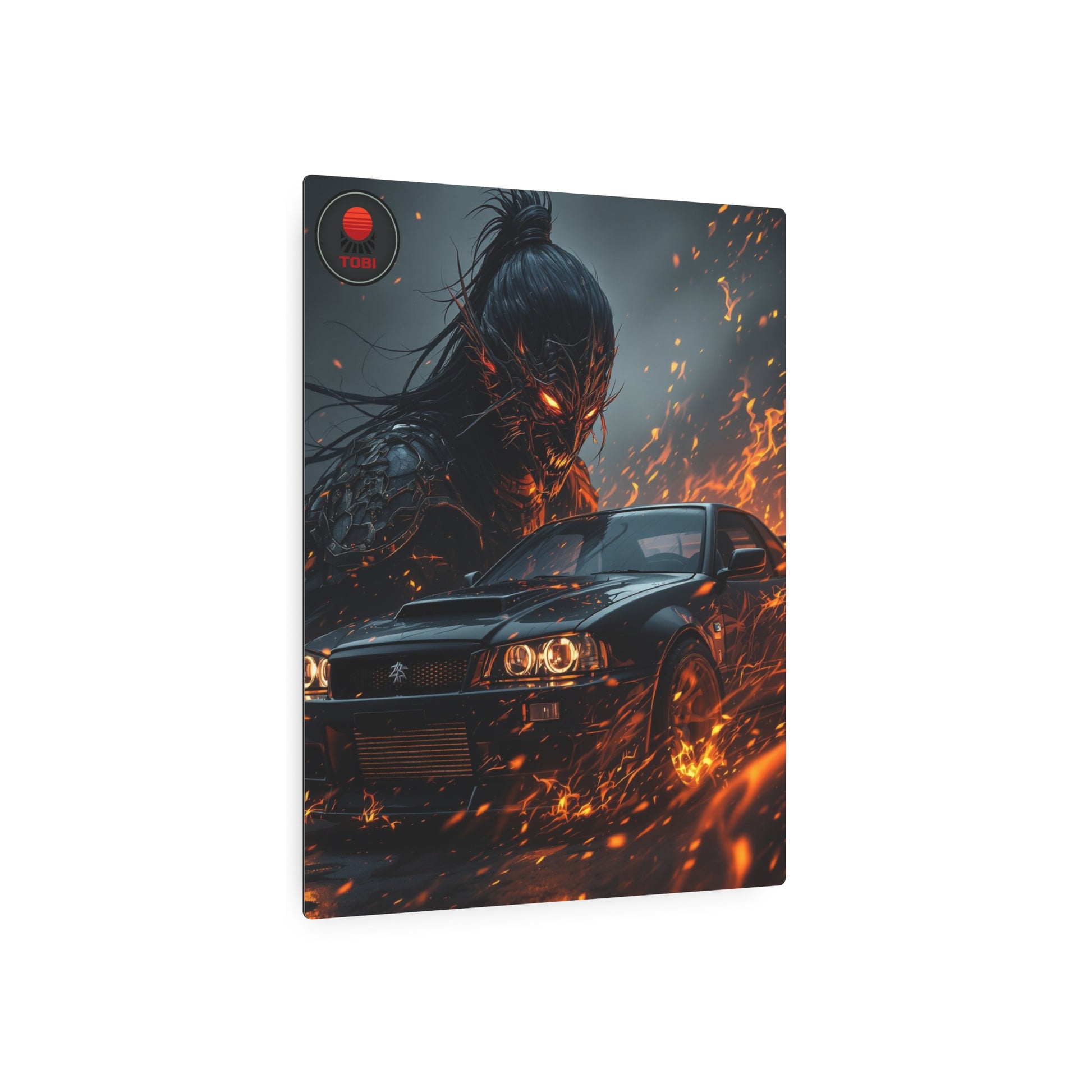 Metal Art Sign — Fiery Demon JDM Car Scene