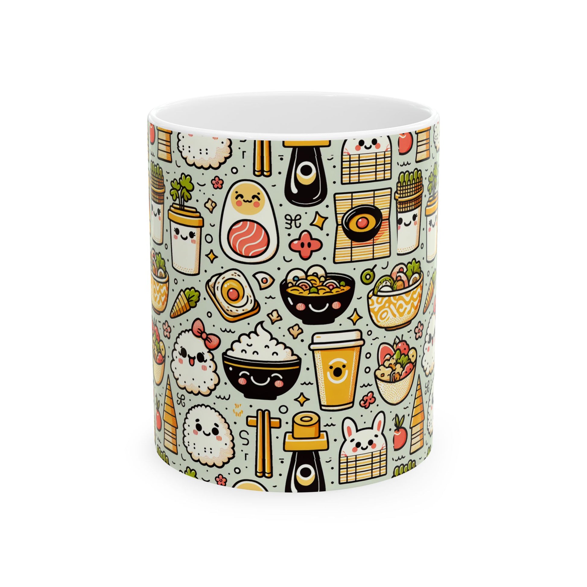 Kawaii Sushi & Bento Pattern Ceramic Mug (11oz/15oz) - Eyrian