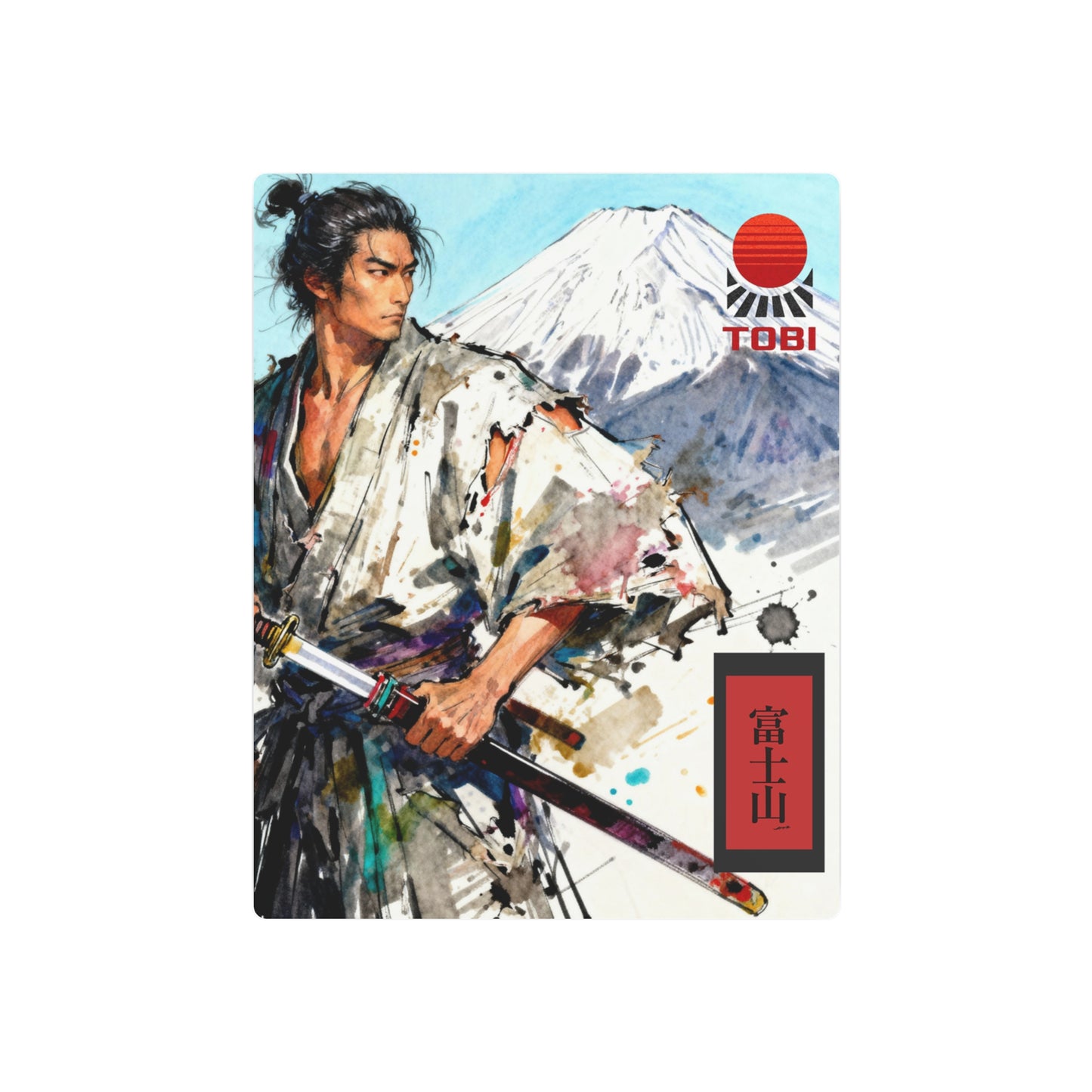 Ronin Mt. Fuji Metal Art Sign — Mount Fuji Warrior Wall Decor - Eyrian