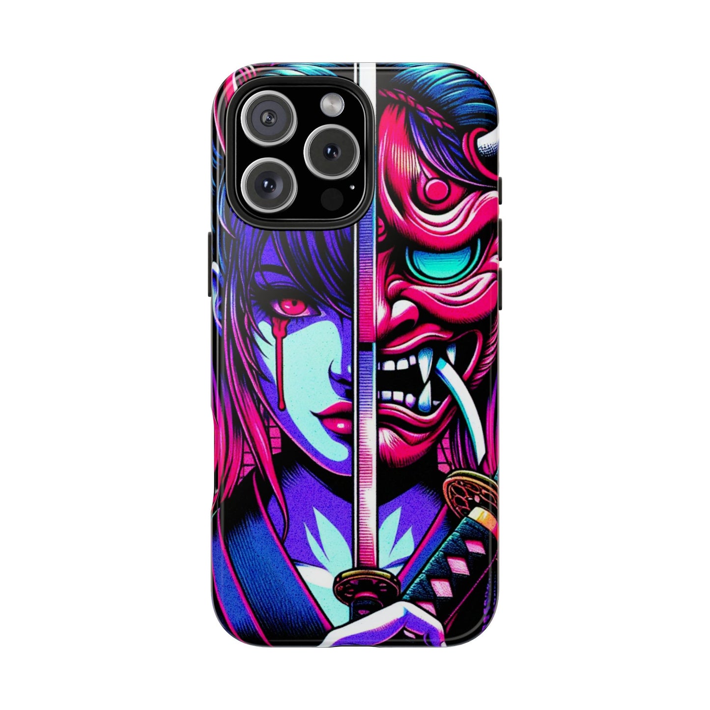 Oni Girl Samurai Phone Case — Protective Japanese Demon Warrior Design - Eyrian