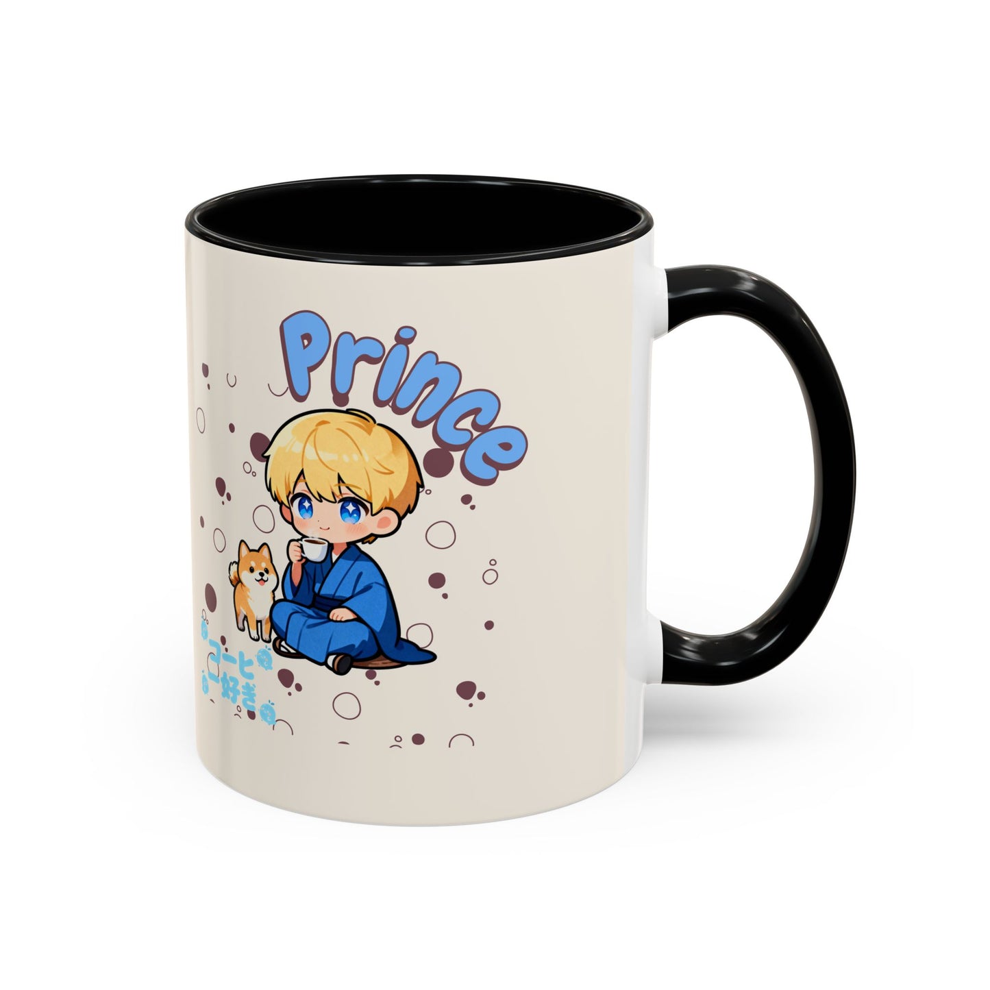 Prince Character Accent Coffee Mug — Cute Anime Boy & Shiba Inu 11/15oz - TobiBrand