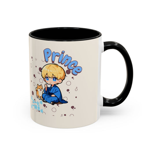 Prince Character Accent Coffee Mug — Cute Anime Boy & Shiba Inu 11/15oz - TobiBrand