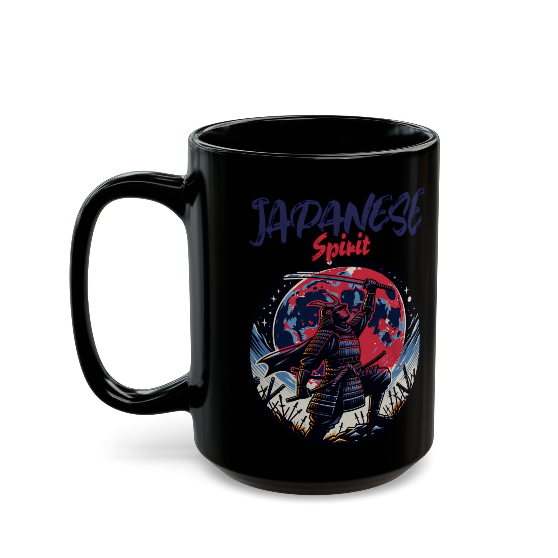 Japanese Spirit Samurai Mug — Black Ceramic Coffee Tea Cup (11oz / 15oz) - TobiBrand
