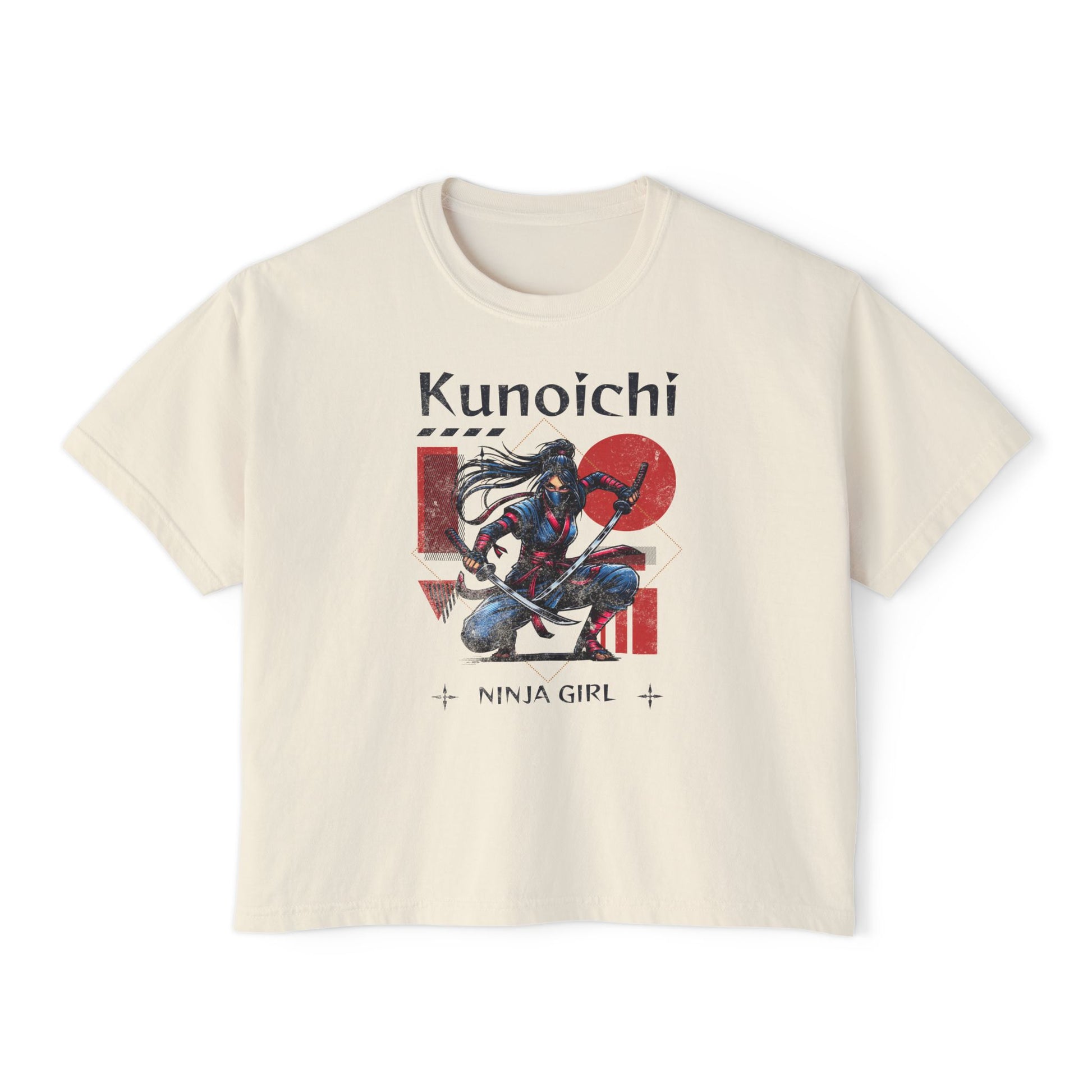Women's Boxy Tee - Kunoichi Ninja Girl Graphic Tee for Anime Lovers - Eyrian