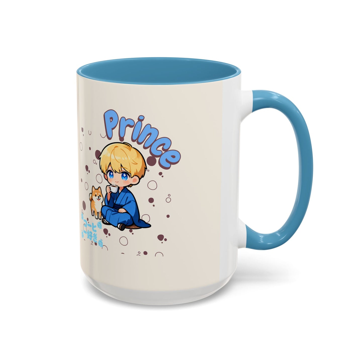 Prince Character Accent Coffee Mug — Cute Anime Boy & Shiba Inu 11/15oz - TobiBrand