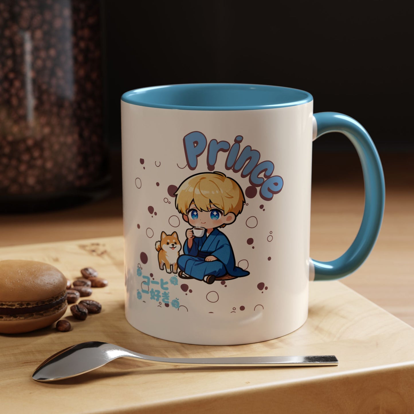 Prince Character Accent Coffee Mug — Cute Anime Boy & Shiba Inu 11/15oz - TobiBrand