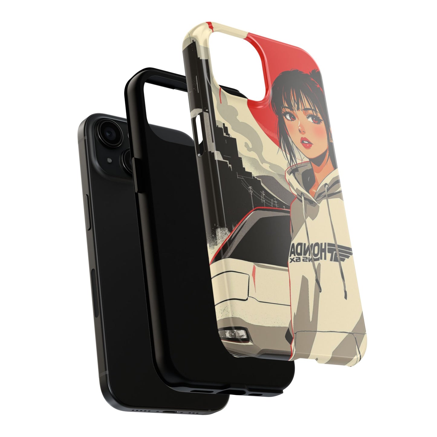 Anime Girl Racing Phone Case — Red Sun Aesthetic Tough Phone Case - Eyrian