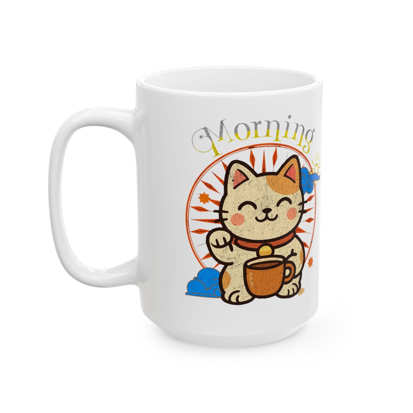 Ceramic Mug - Good Morning Cat Coffee Cup (11oz/15oz) - Eyrian
