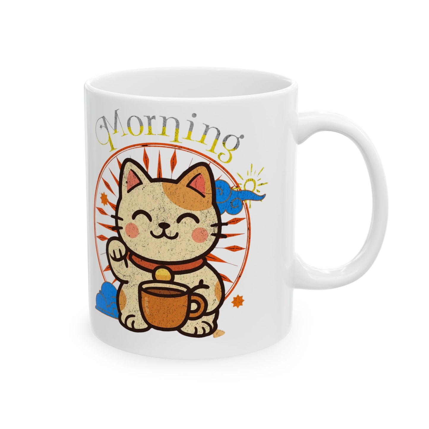 Ceramic Mug - Good Morning Cat Coffee Cup (11oz/15oz) - Eyrian