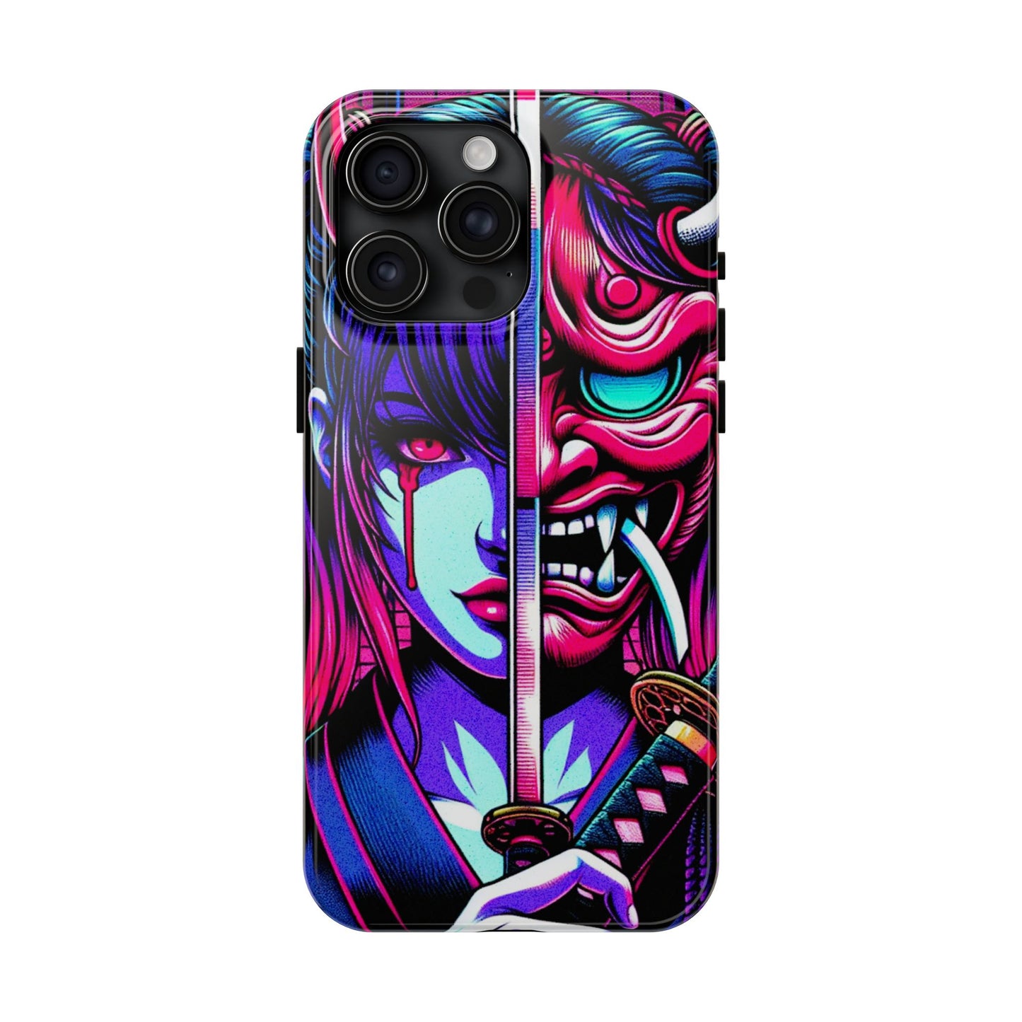 Oni Girl Samurai Phone Case — Protective Japanese Demon Warrior Design - Eyrian