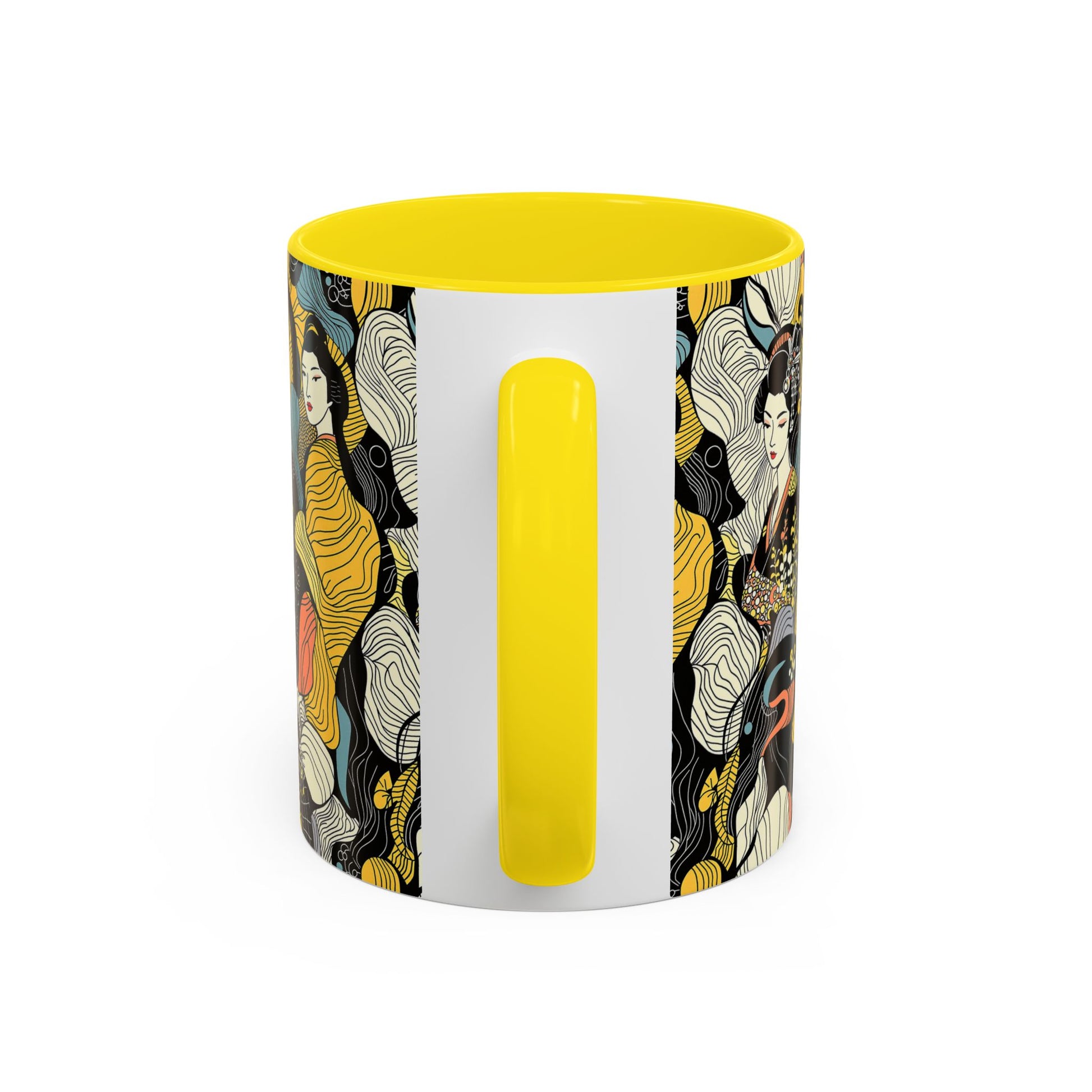 Geisha Pattern Accent Coffee Mug — Artistic Japanese Women Design (11/15oz) - Eyrian
